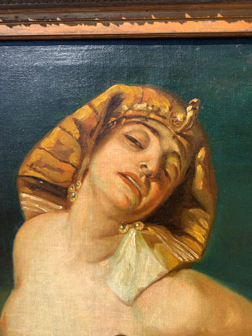 Pittore simbolista francese - Pittura di figura del XIX secolo - Cleopatra - Painting Romantico di Unknown