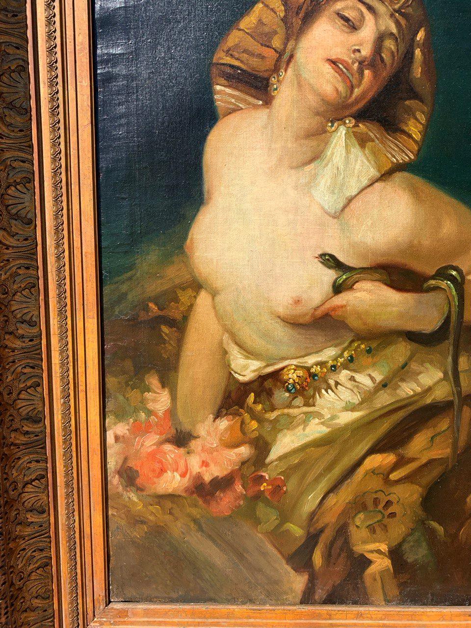 Pittore simbolista francese - Pittura di figura del XIX secolo - Cleopatra in vendita 3
