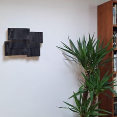 Contemporary modern grey black painting sculpture relief Symphonie verticale III