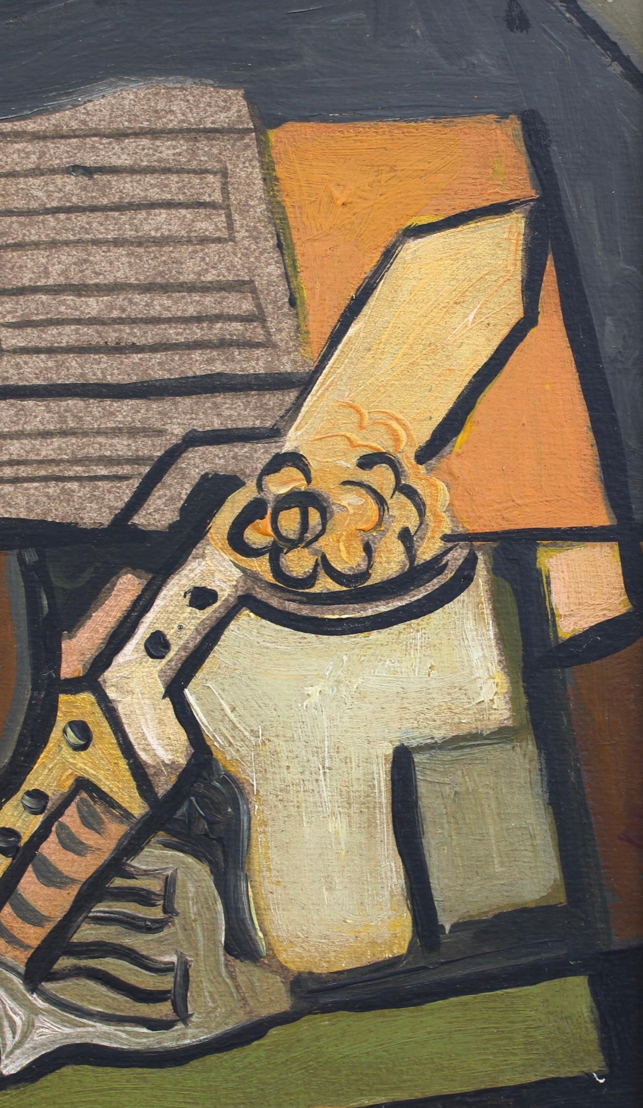 'Symphony of Colour: Cubist Still Life with Guitar and Wine', Berlin School  For Sale 11
