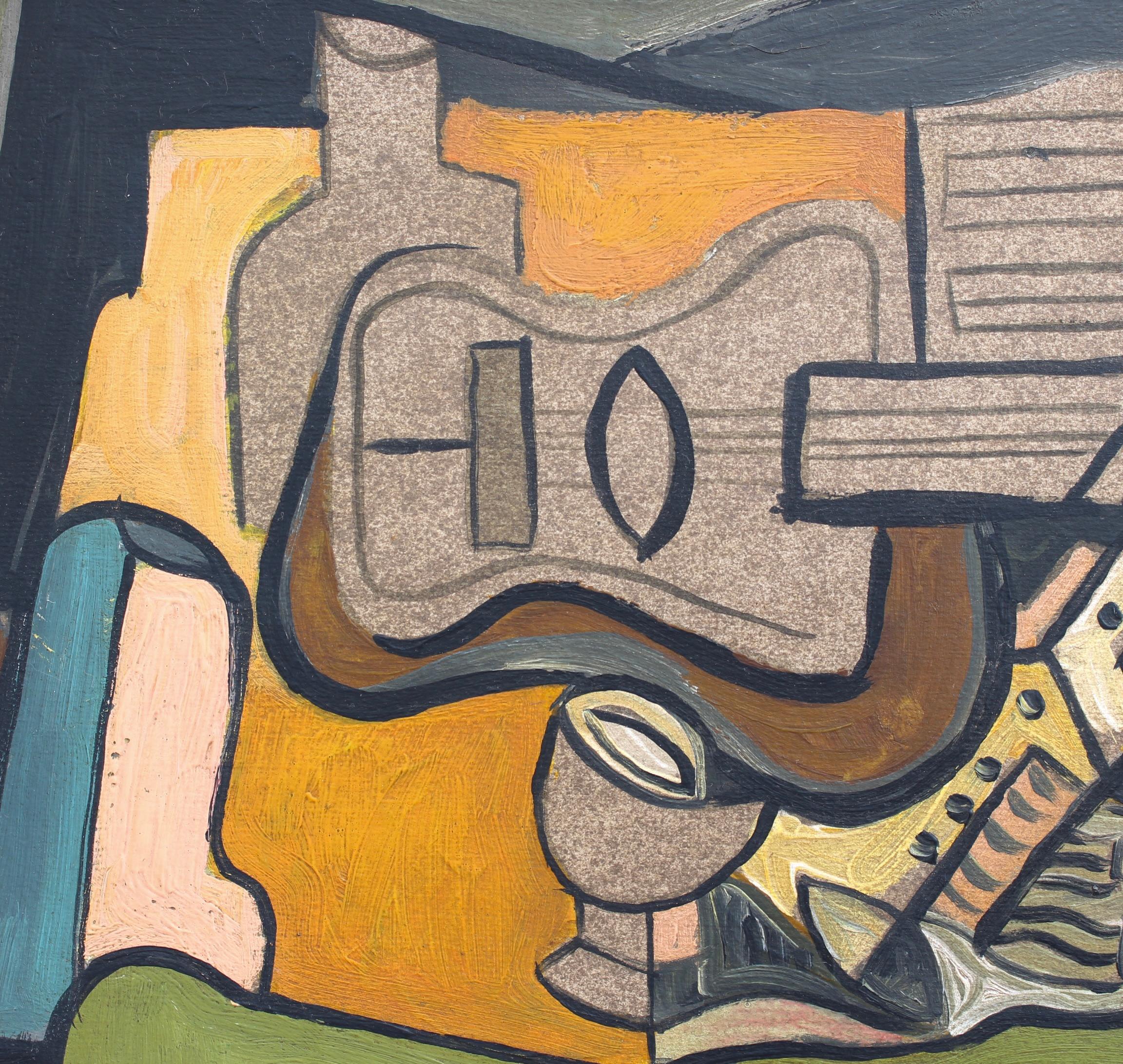 'Symphony of Colour: Cubist Still Life with Guitar and Wine', Berlin School  For Sale 12