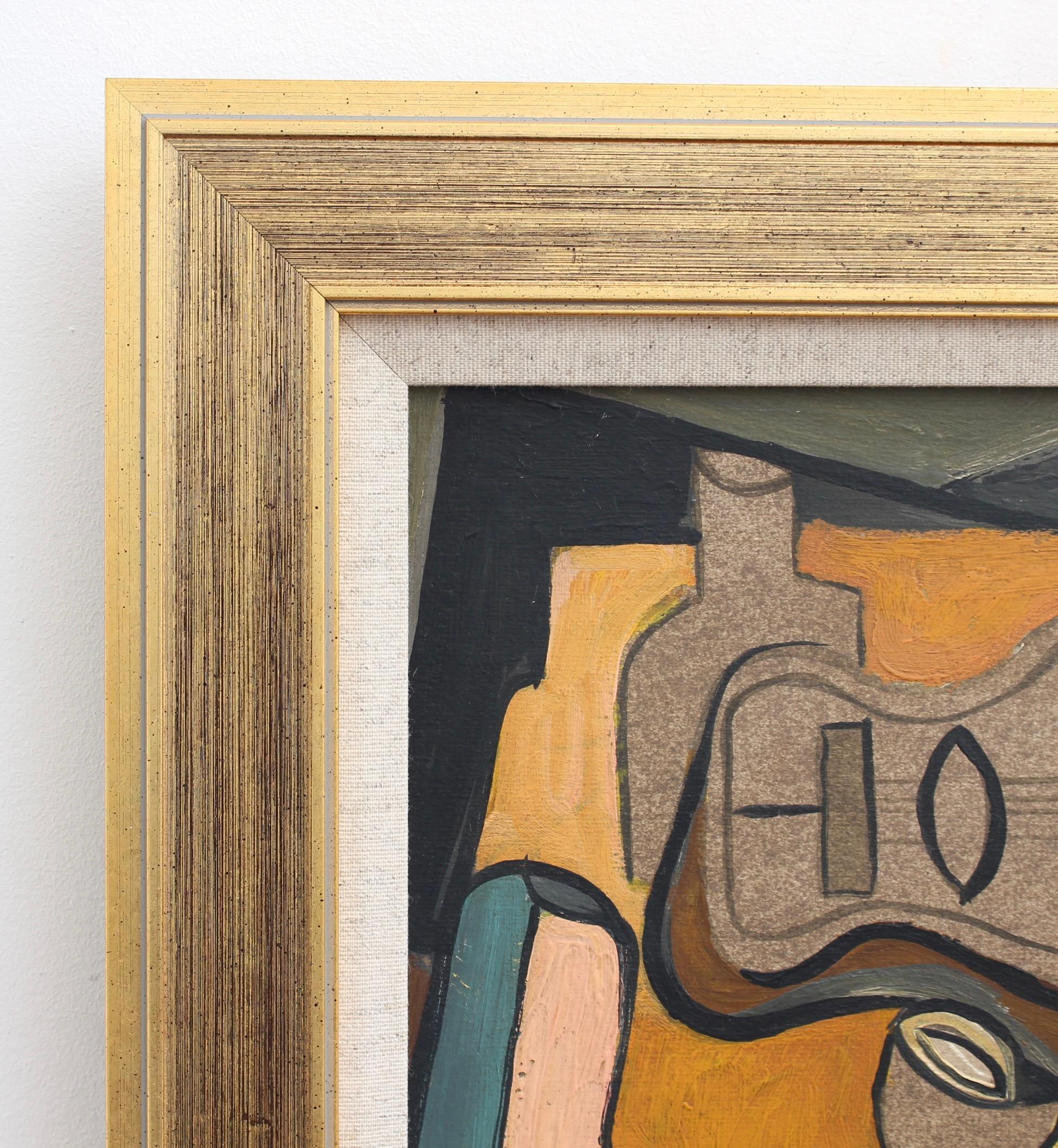 Sinfonia di colori: Natura morta cubista con chitarra e vino