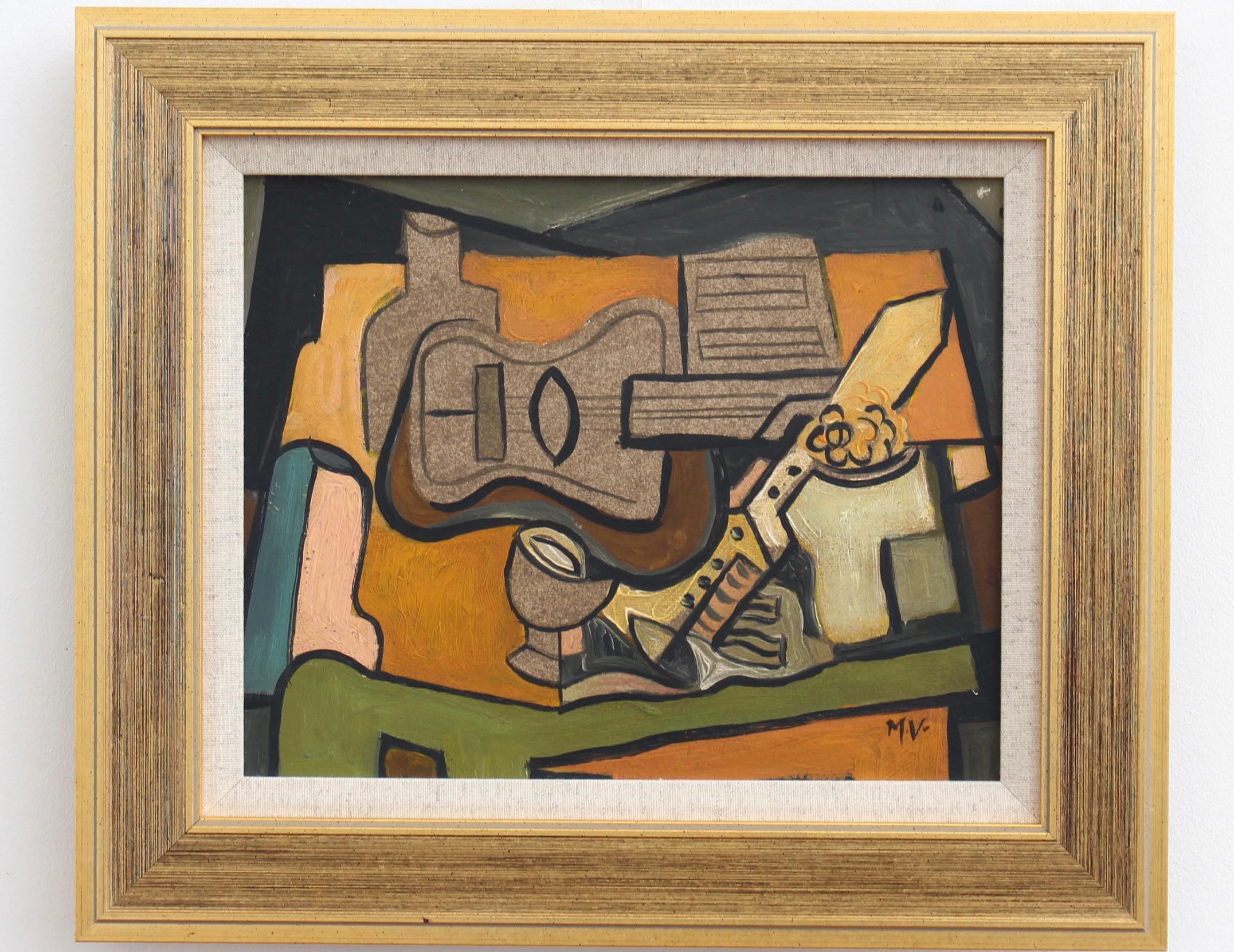 Symphonie de couleurs : Nature morte cubiste avec guitare et vin", École de Berlin 