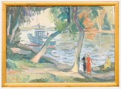 Szabò Sándor Halasz (1920-1996) - Gerahmtes Öl aus der Mitte des 20. Jahrhunderts, Flusspartie