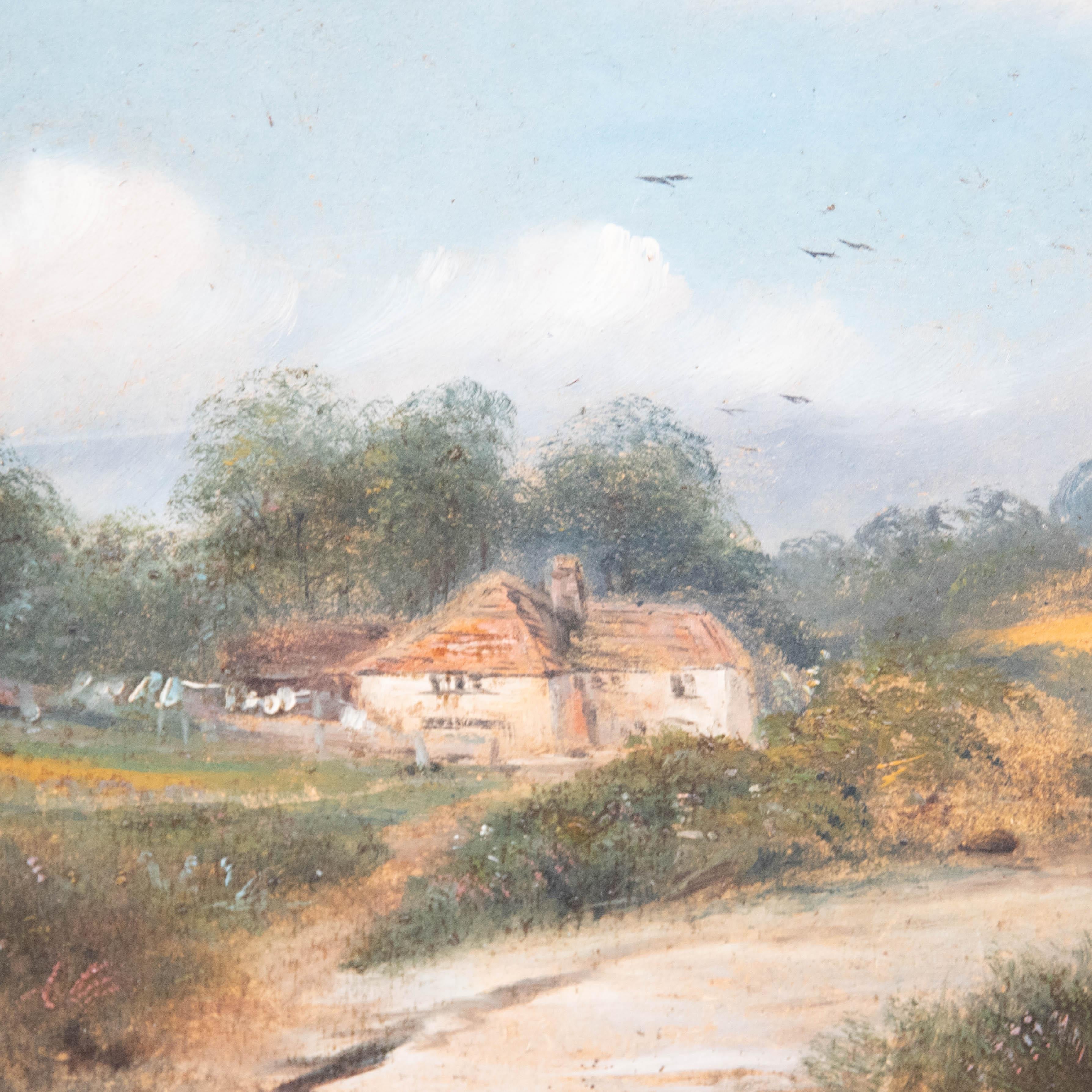 T. B.  - Early 20th Century Oil, The Rural Cottage For Sale 1