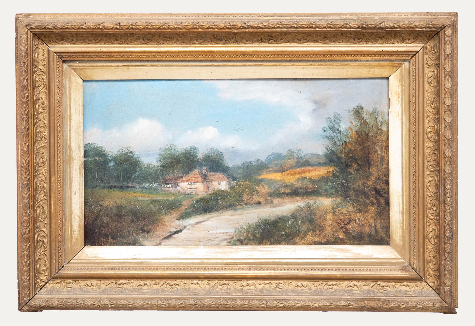 Unknown Landscape Painting - T. B.  - Early 20th Century Oil, The Rural Cottage