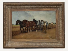 Antique T. H. Quick - Framed Late 19th Century Oil, The Ploughing Team