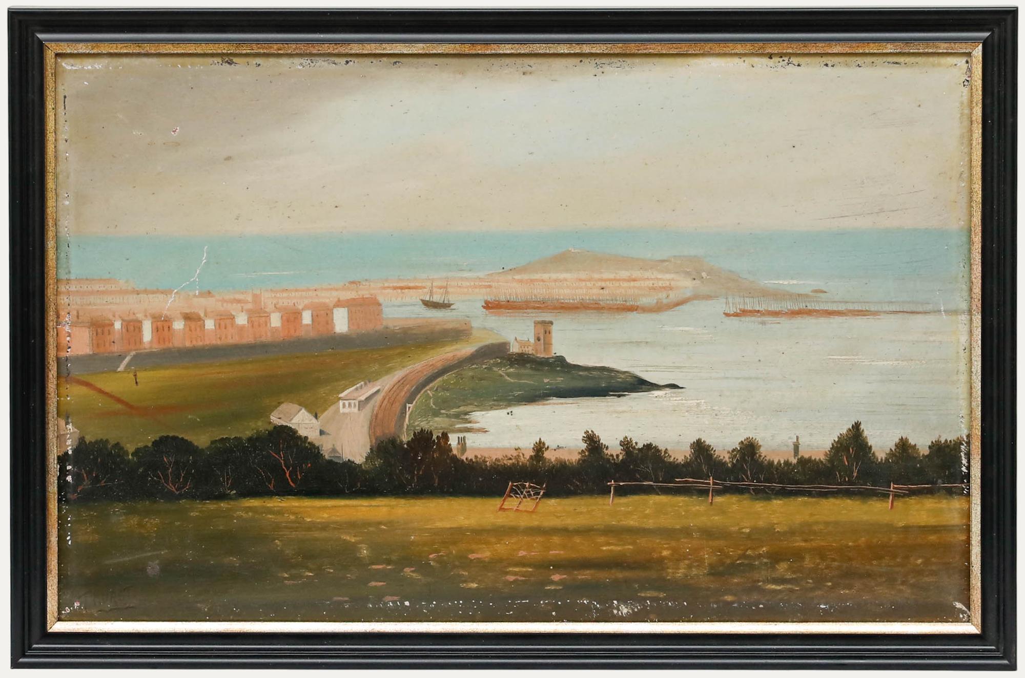 Figurative Painting Unknown - T. Hurst - English School 19e siècle Huile, St. Ives