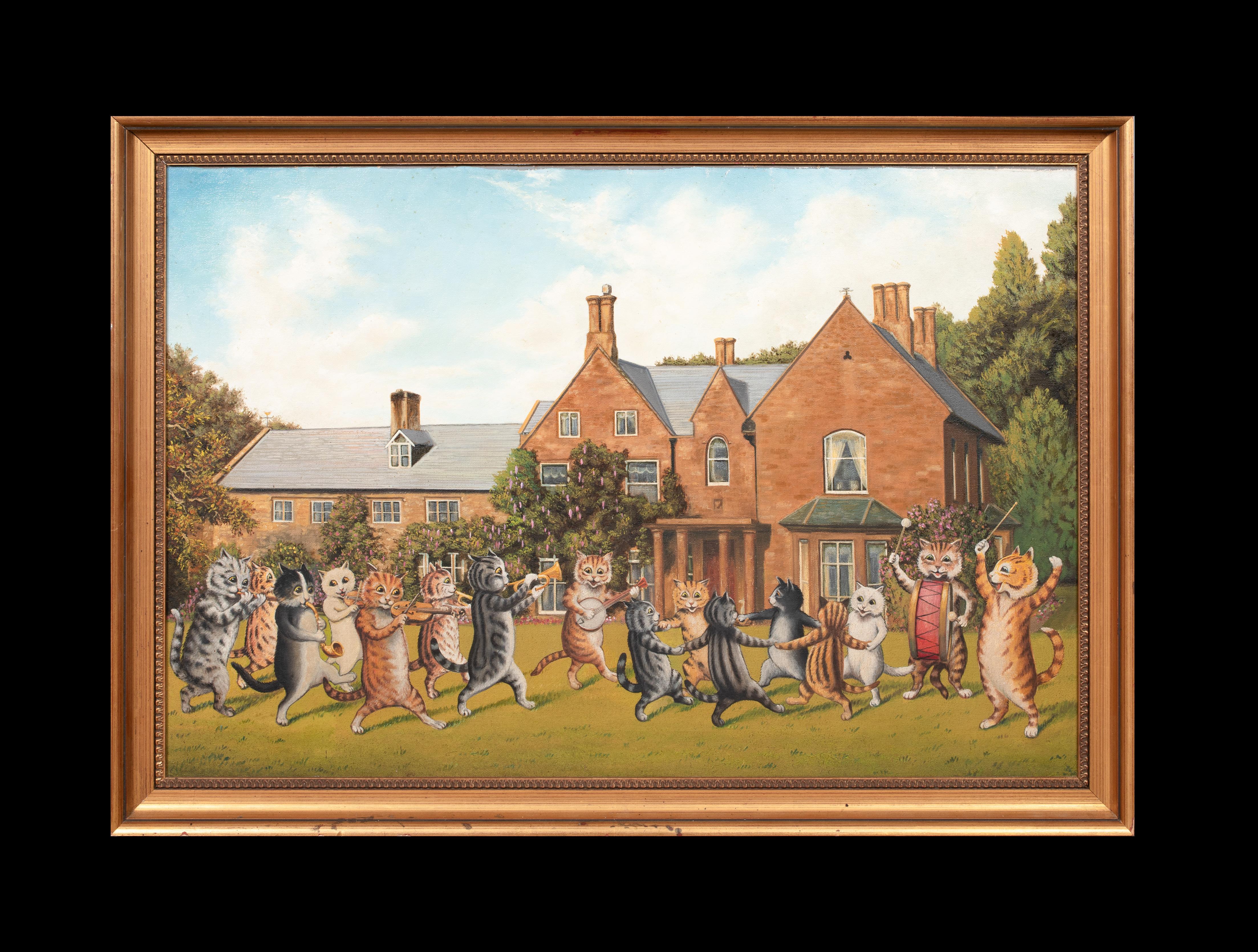 Tabby Cat Garden Orchestra, 19th Century  Louis William WAIN (1860-1939) - Painting by Unknown