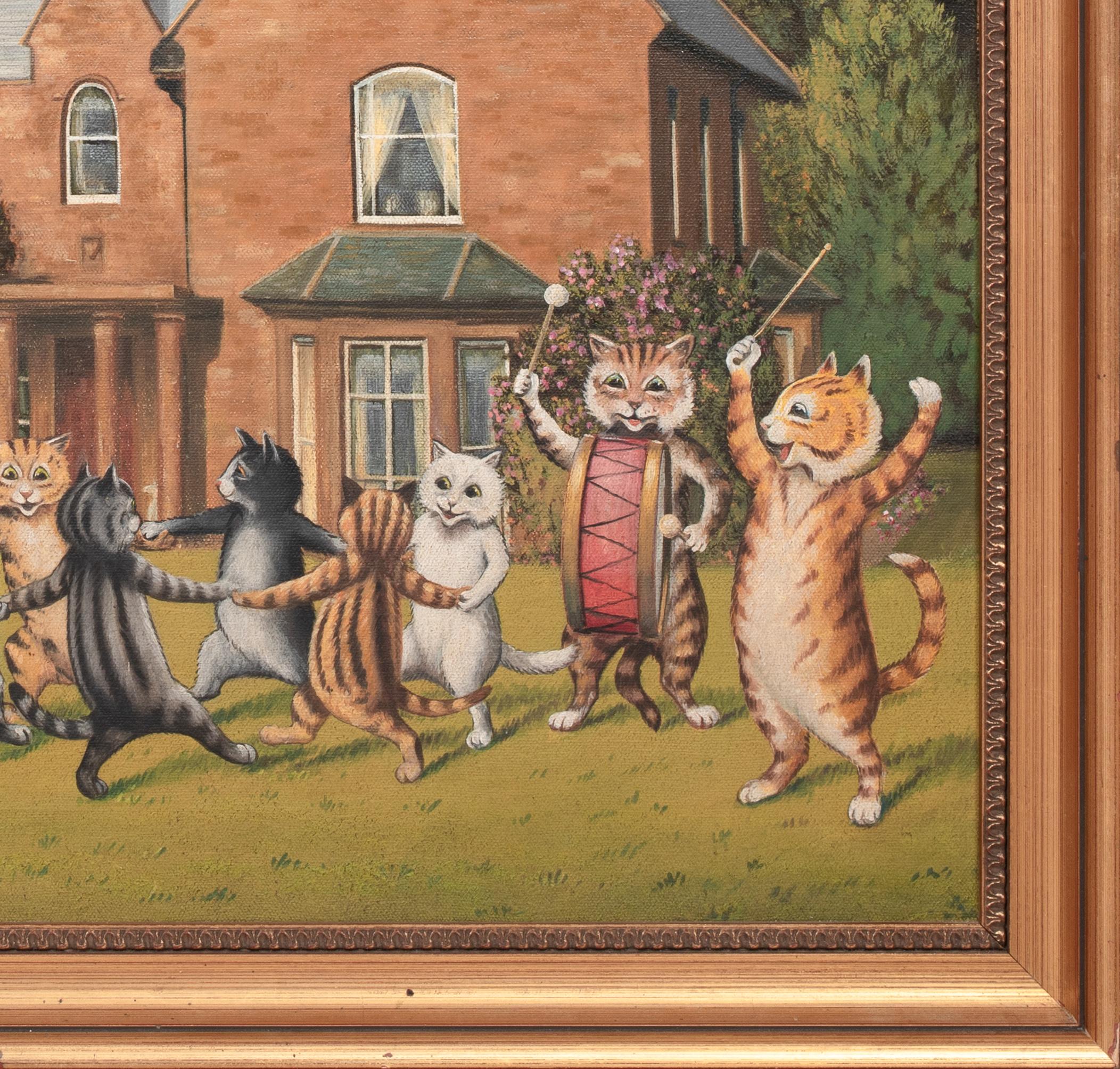 Tabby Cat Garden Orchestra, 19th Century

Louis William WAIN (1860-1939)

Large 19th Century English garden scene of a tabby cat orchestra, oil on canvas attributed to Louis Wain. Excellent quality and condition circa 1900 scene of tabby cats