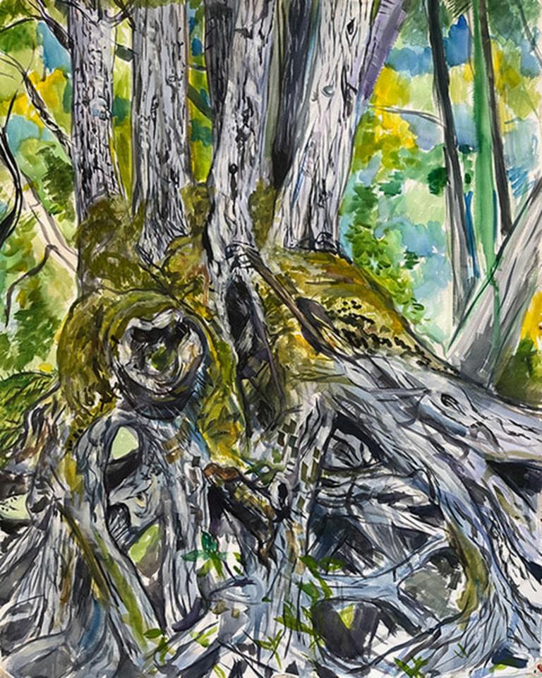 Tangled Roots (Kelley Point Park), Aquarell von Daniel Duford, 2023