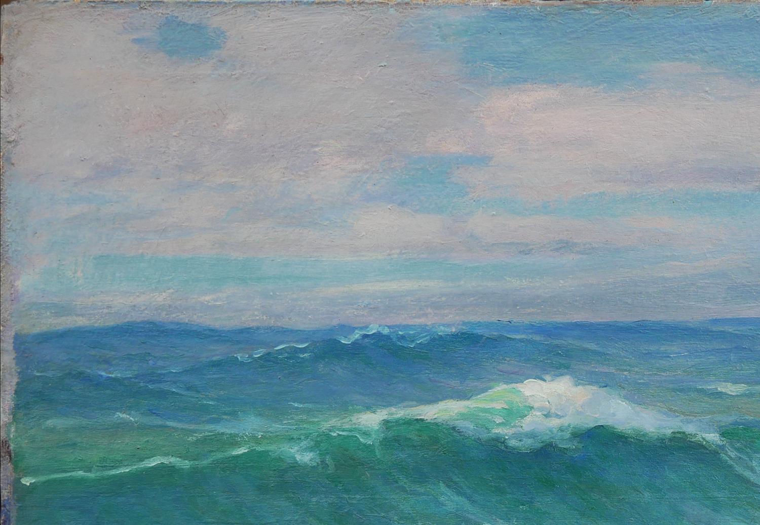 Teal und Blau getönte abstrakte impressionistische Meereslandschaft (Abstrakter Impressionismus), Painting, von Unknown