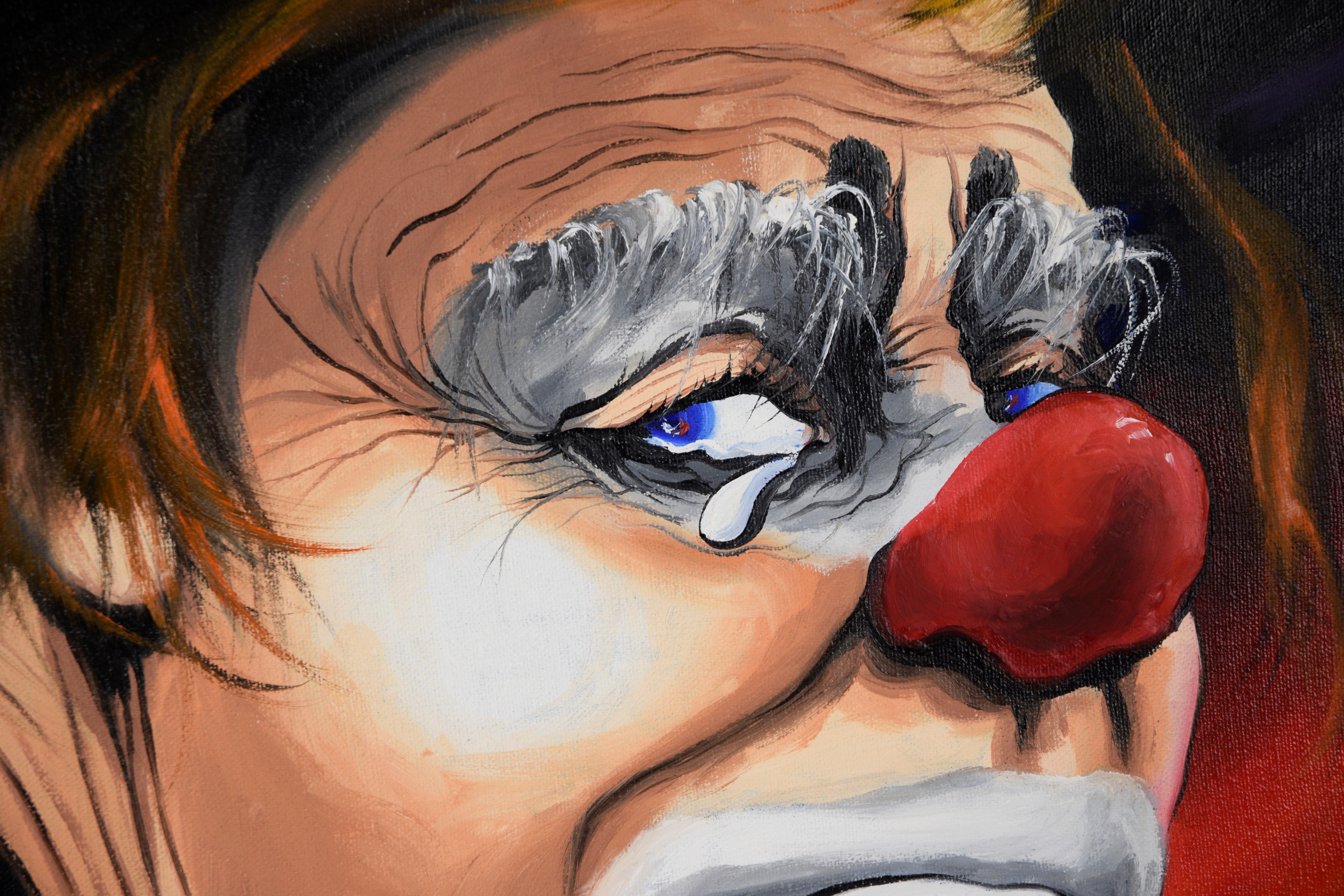 Lacrime di un clown - Olio originale su tela - Painting di Unknown