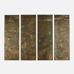 Antique Tempera on Paper Panels China, end 18th century for Europe