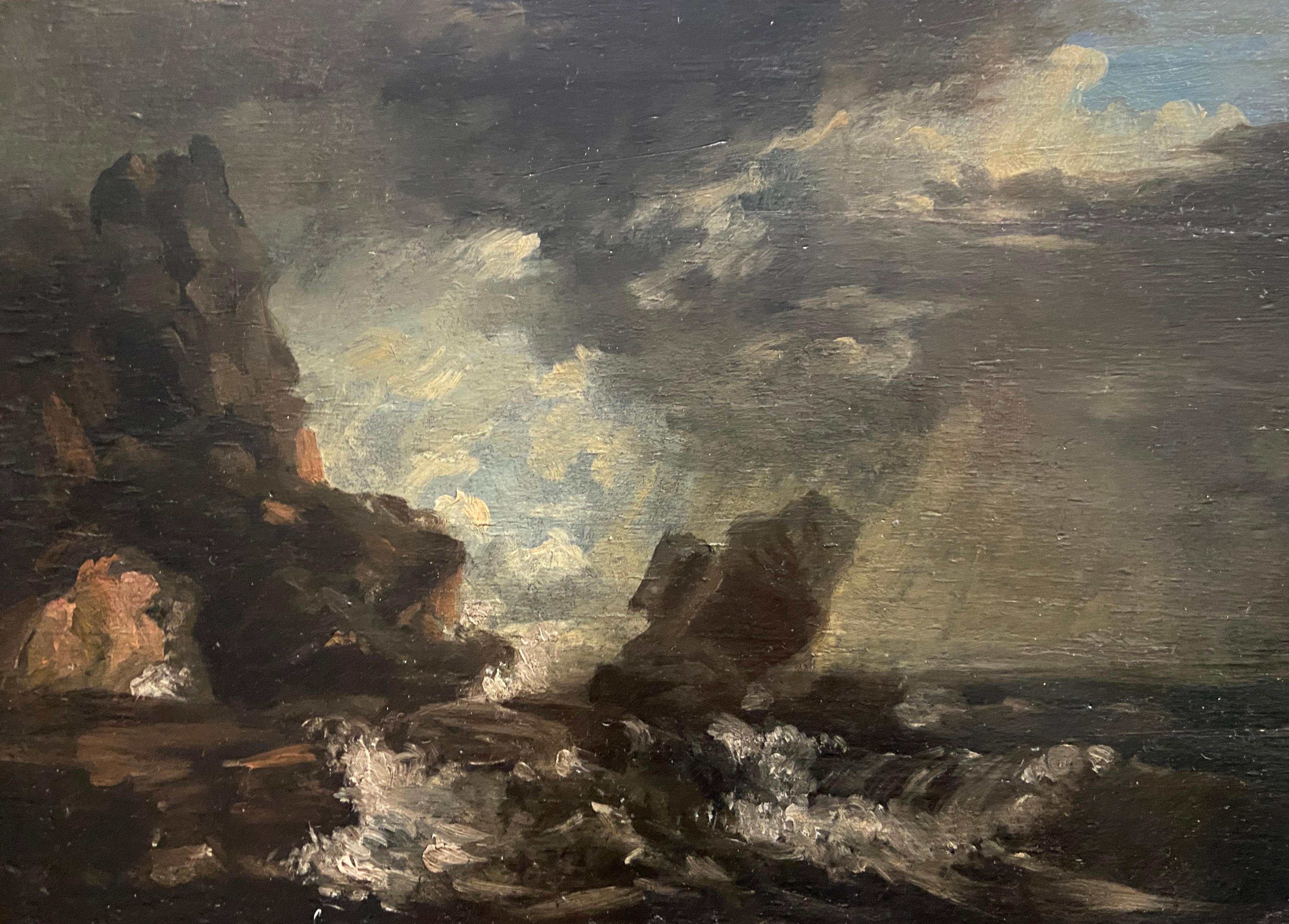 Unknown Landscape Painting - Tempest 19th Century Oil British School