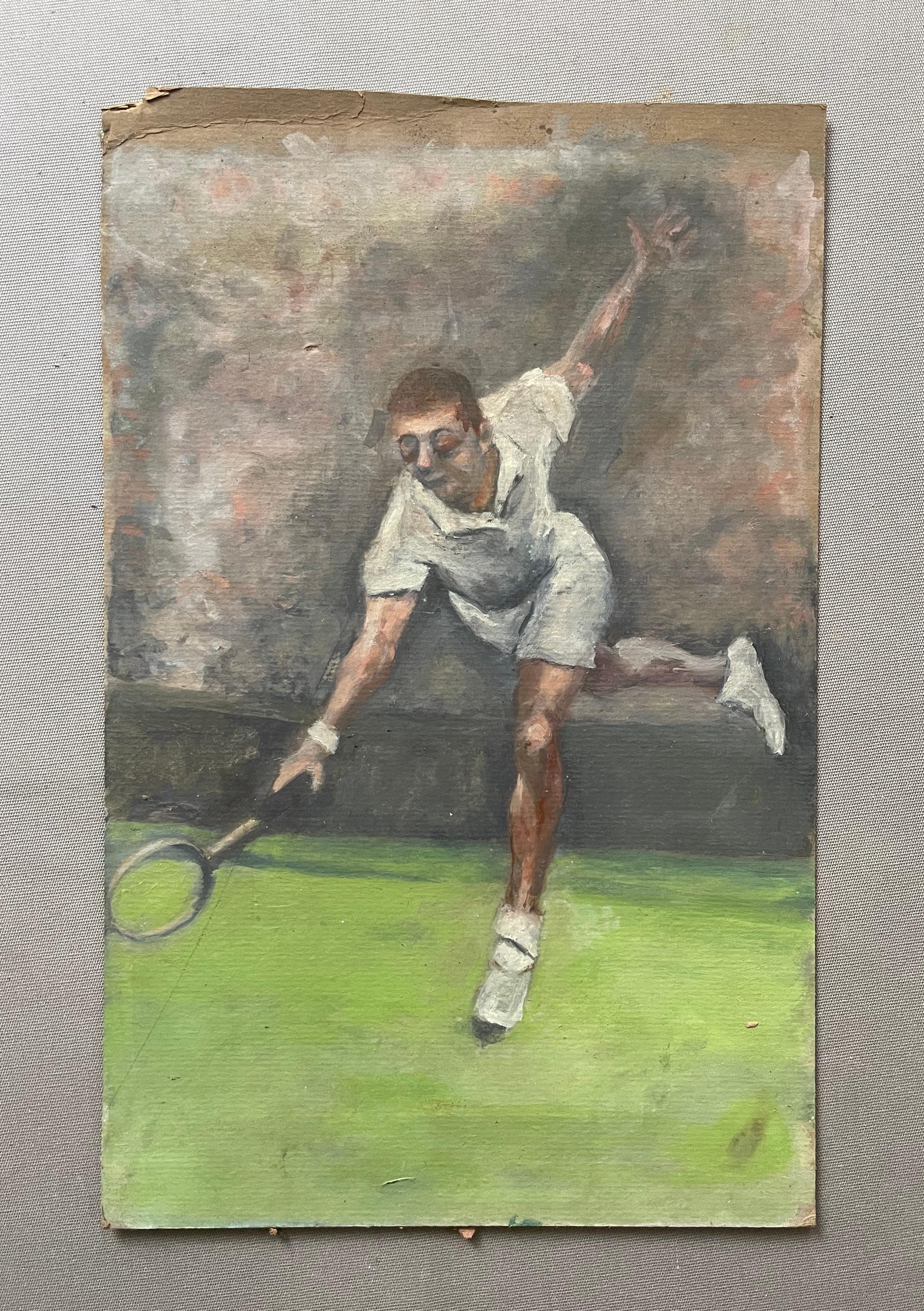 Giocatore di tennis, Gouache, inizio XX secolo - Painting di Unknown