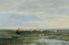 Terence Round (b.1938) - 20th Century Oil, Counting Sheep