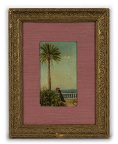 Terrace on the Sea - Oil Painting on Panel - 19th Century