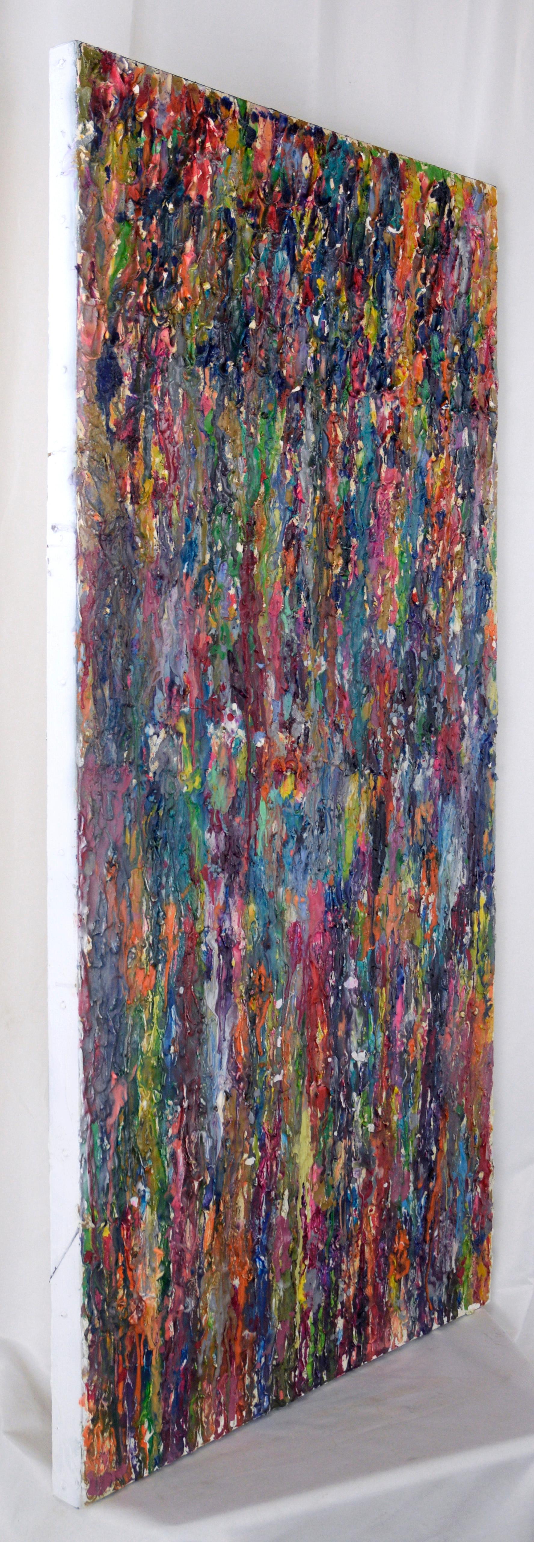 Textured Abstract Expressionist Composition in Plaster and Acrylic on Canvas For Sale 7