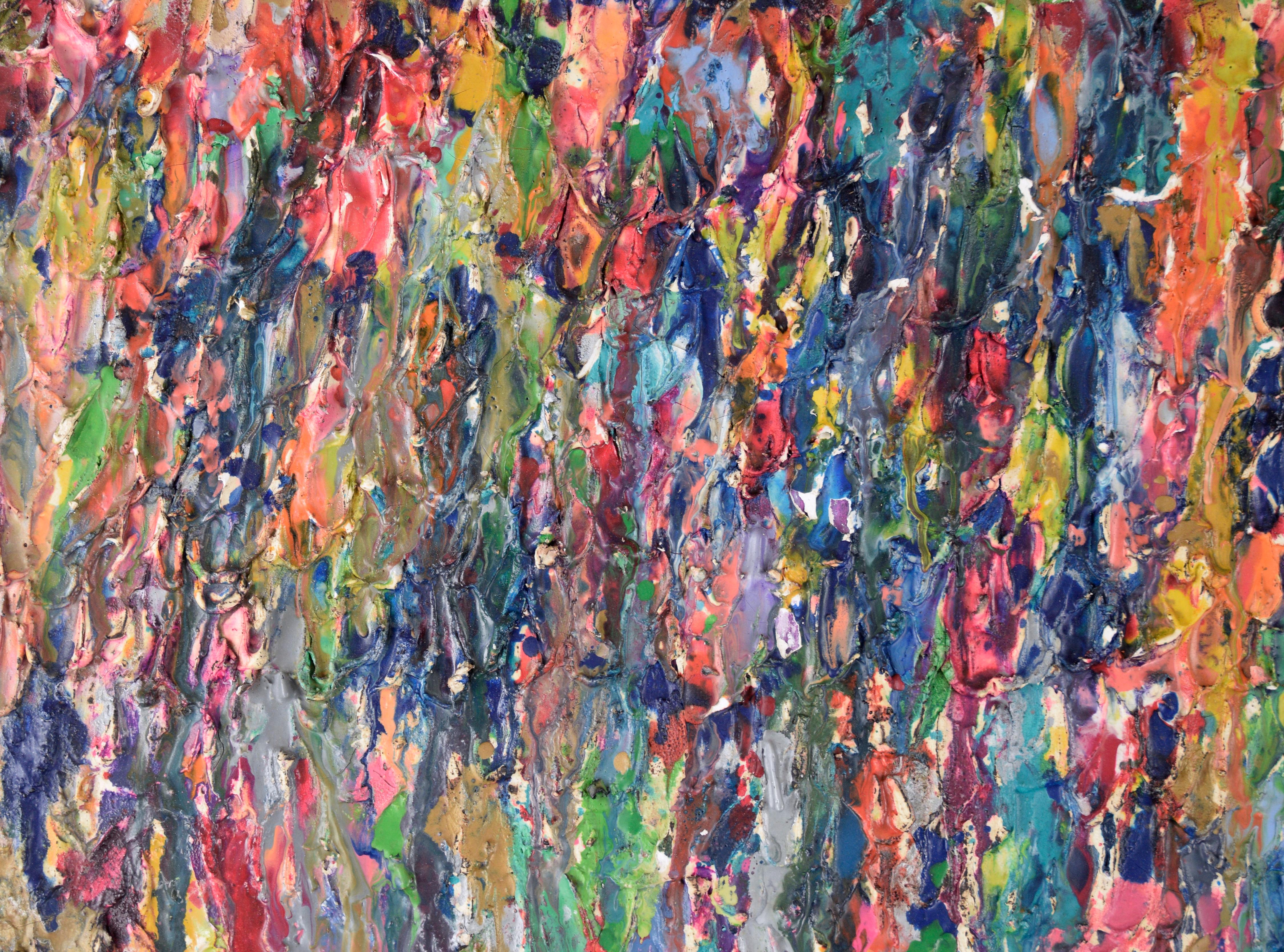 Texturierte abstrakt-expressionistische Komposition aus Gips und Acryl auf Leinwand – Painting von Unknown