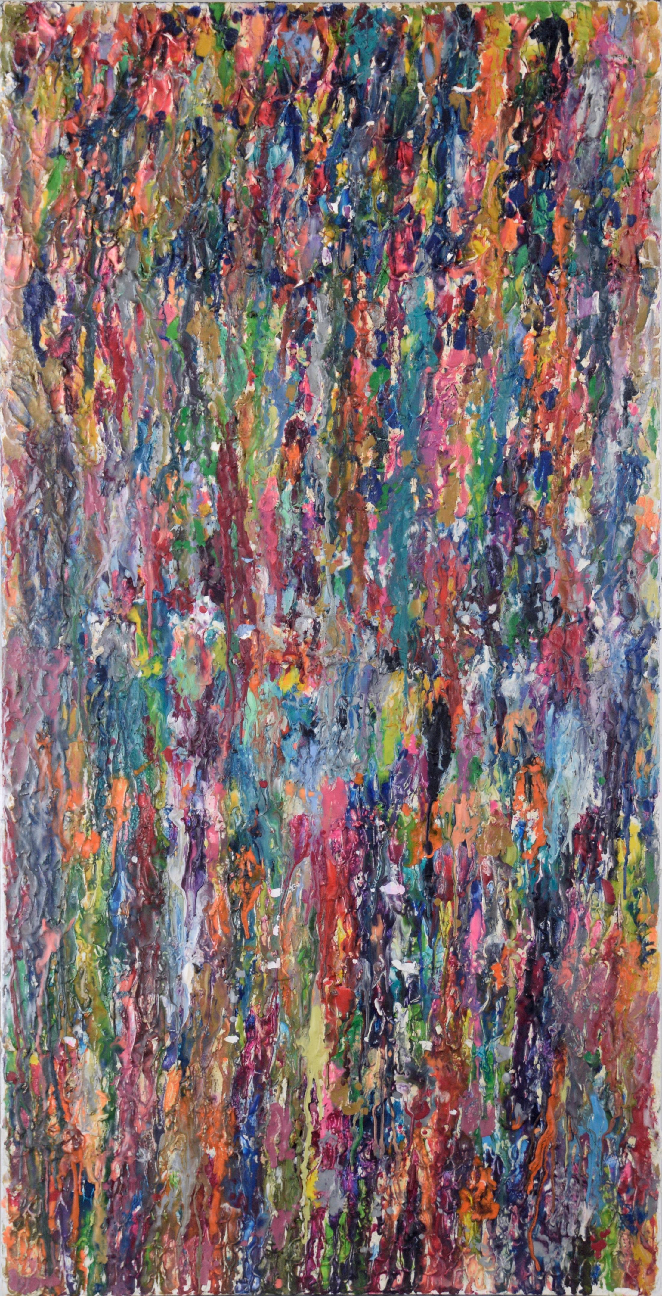 Composition expressionniste abstraite texturée en plâtre et acrylique sur toile