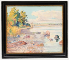 Th. Kirstein - Framed Early 20th Century Oil, A Rocky Shoreline