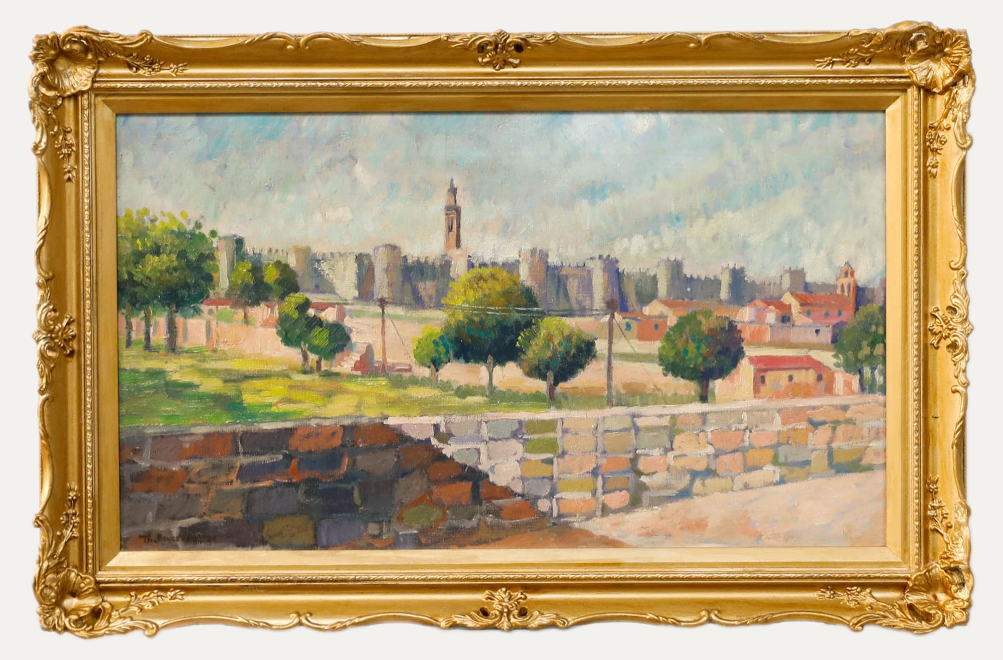 Landscape Painting Unknown - Th. Rousseau - 20e siècle Huile, Ávila, Espagne