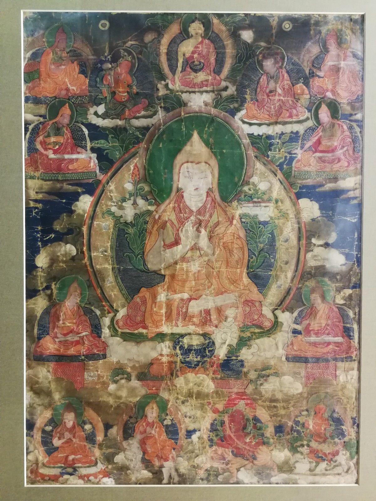 Unknown Figurative Painting - THANGKA, TIBET, antique, 19th C. In good condition! Was in use!