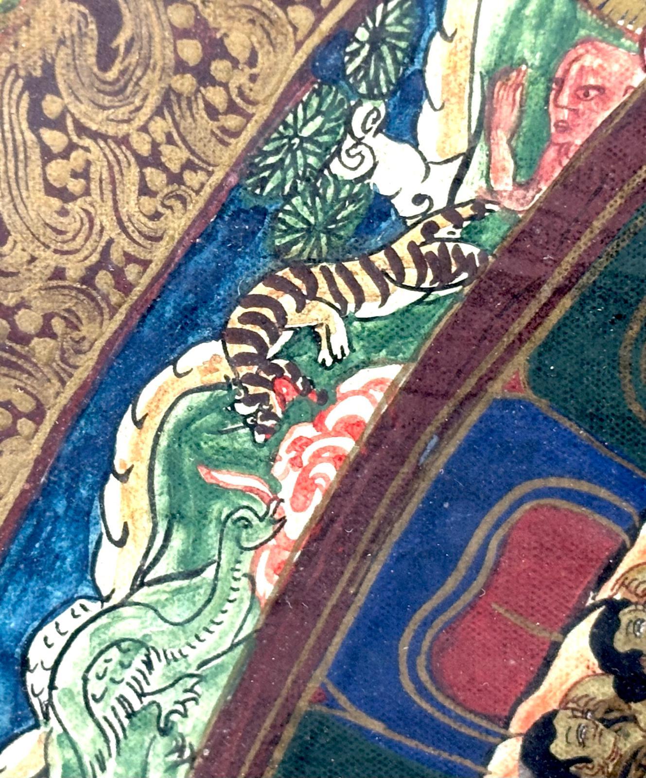 Thangka tibétain peint à la main sur lienzo, mandala - siglo XIX en vente 3