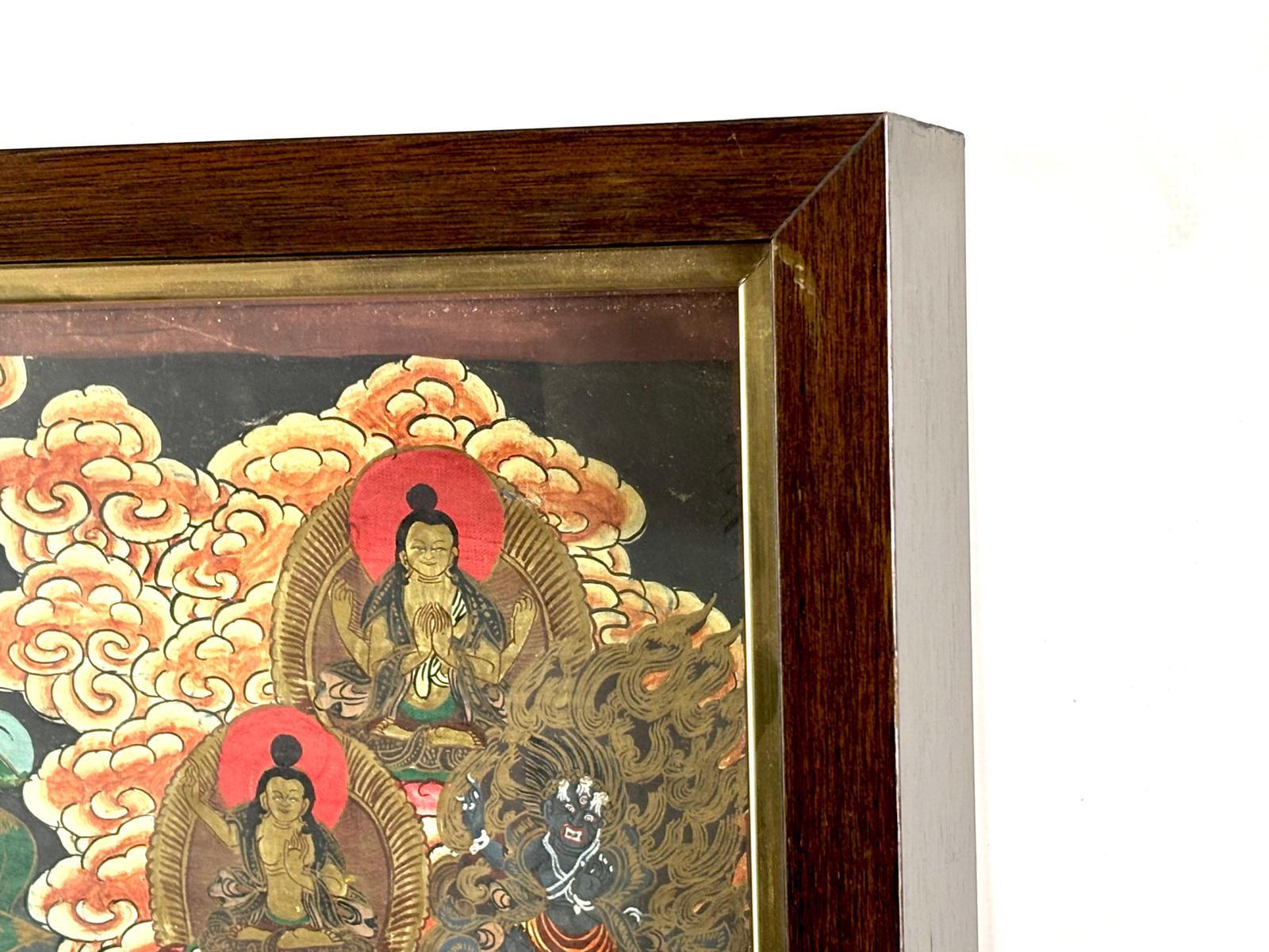 Thangka tibétain peint à la main sur lienzo, mandala - siglo XIX en vente 4