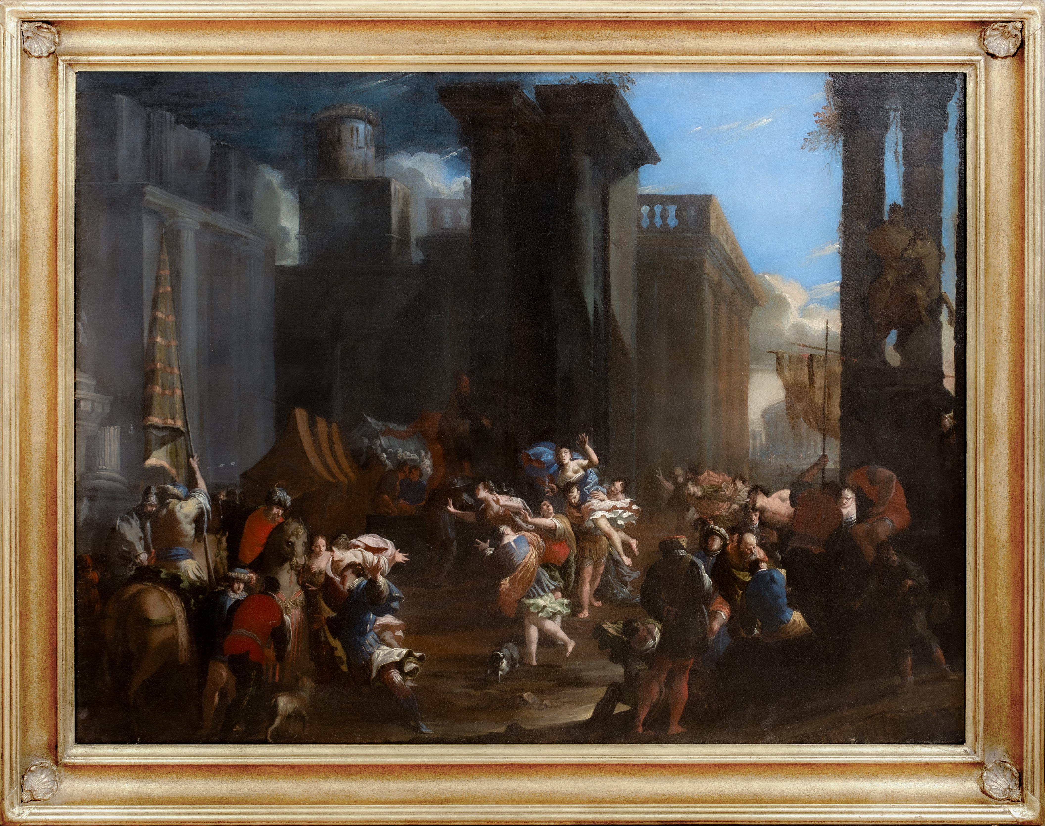 Unknown Portrait Painting - THE ABDUCTION OF HELEN OF TROY 17th Century FRANCESCO MONTI (ITALIAN 1646-1712)