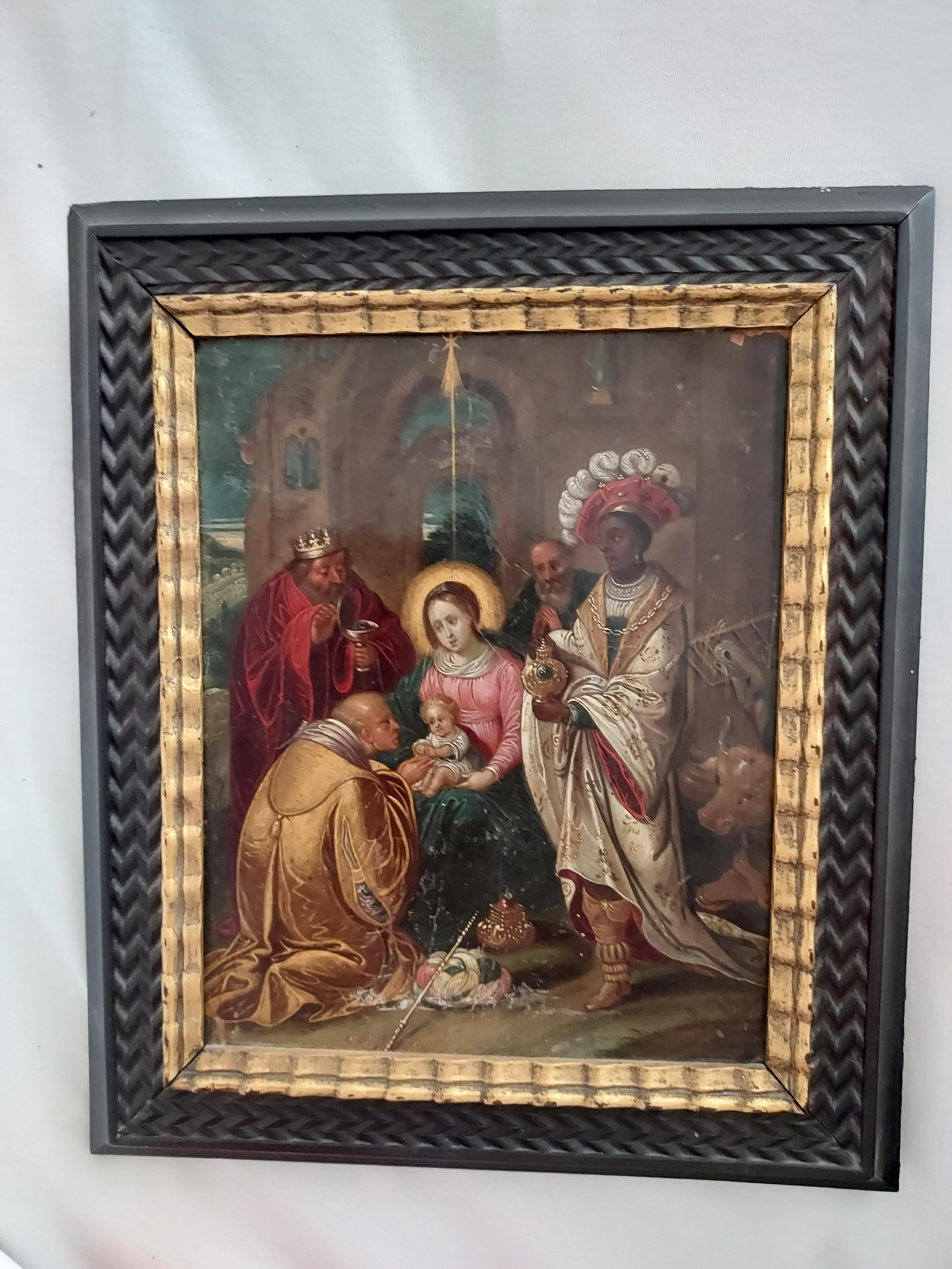 The Adoration of the Magis (Die Anbetung der Heiligen Drei Könige) . Flämische Schule – Painting von Unknown