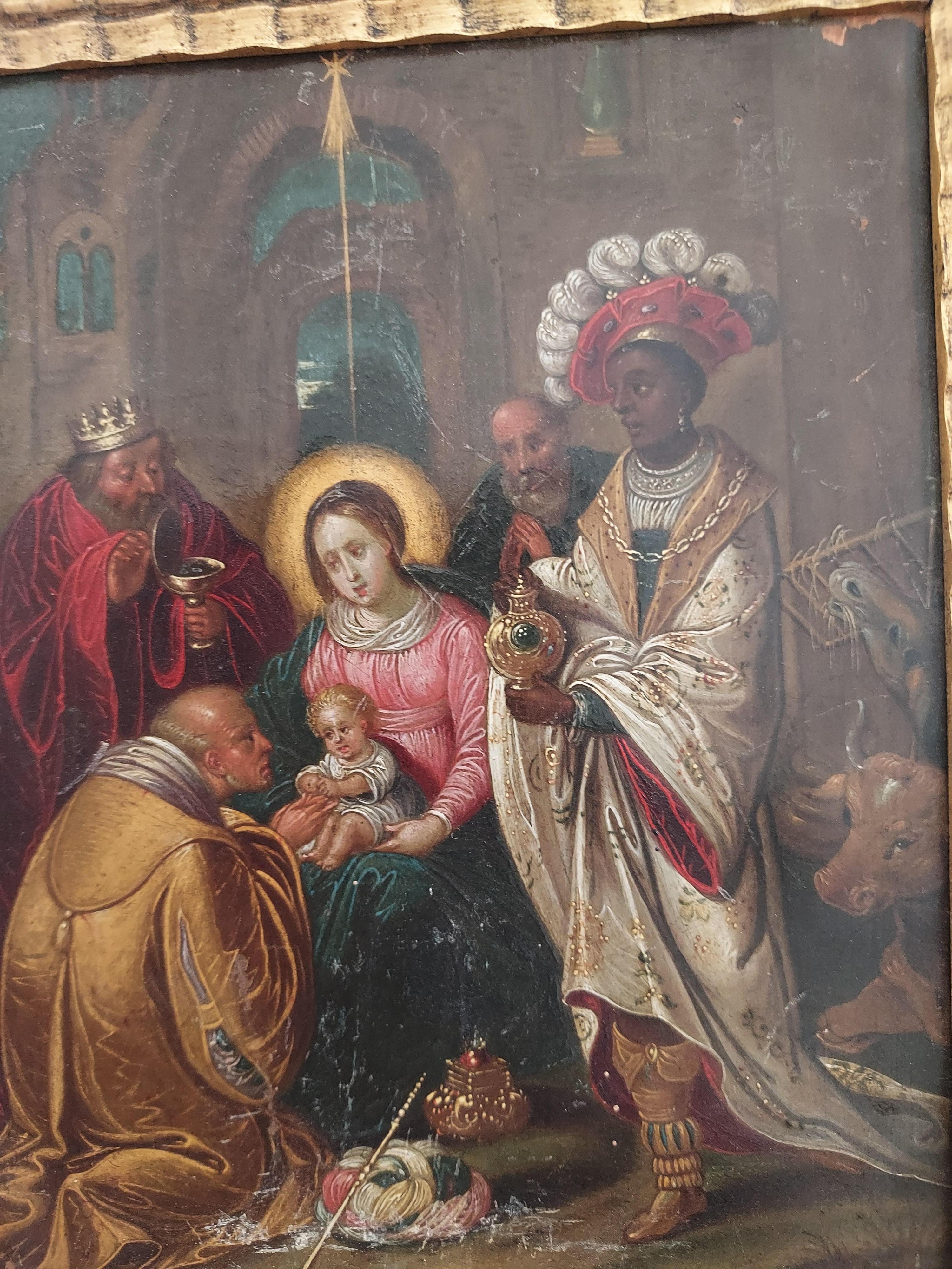 The Adoration of the Magis (Die Anbetung der Heiligen Drei Könige) . Flämische Schule im Angebot 1