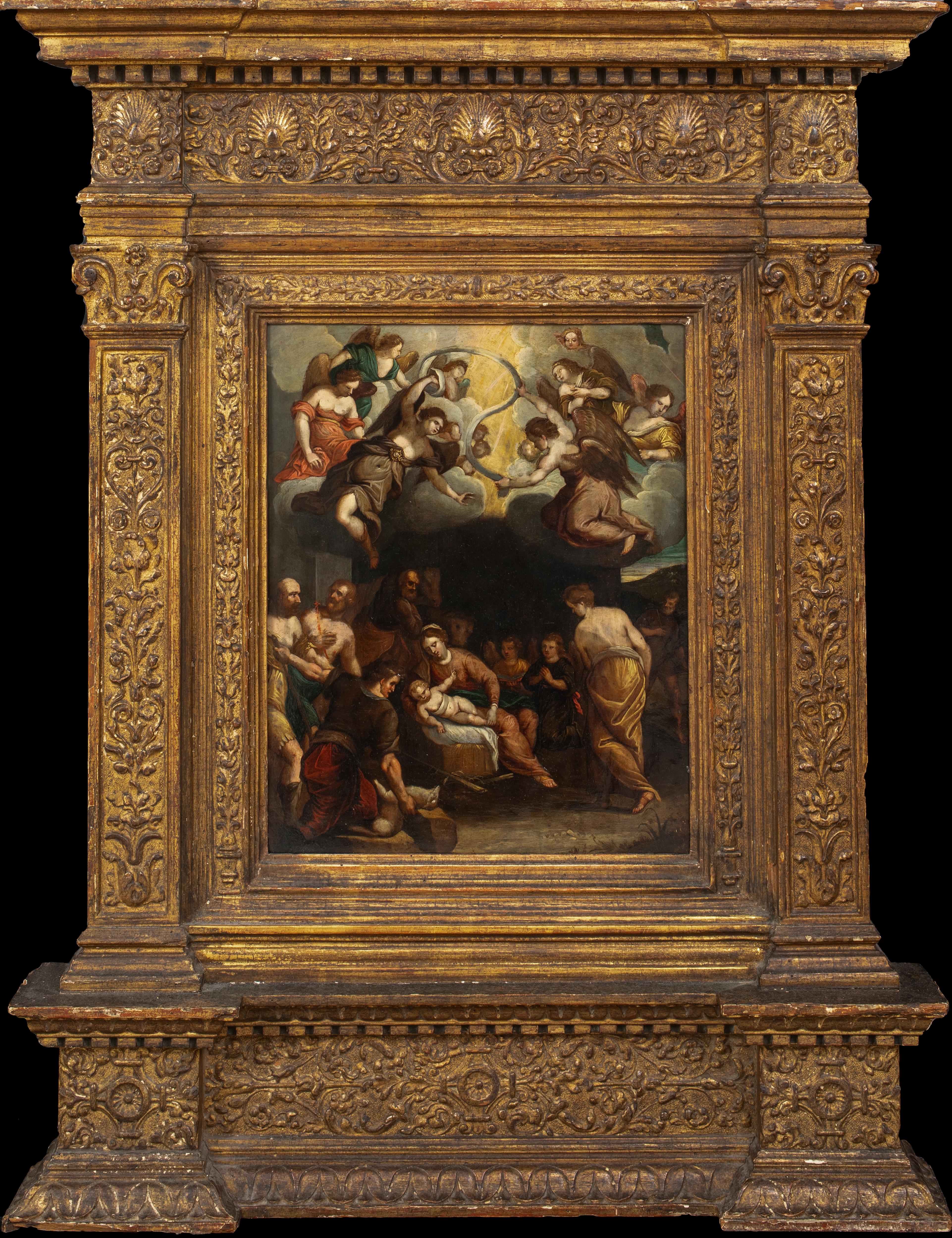 Hans von Aachen Figurative Painting - The Adoration of the Shepherds, 16th Century   by HANS VON AACHEN (1552-1615)