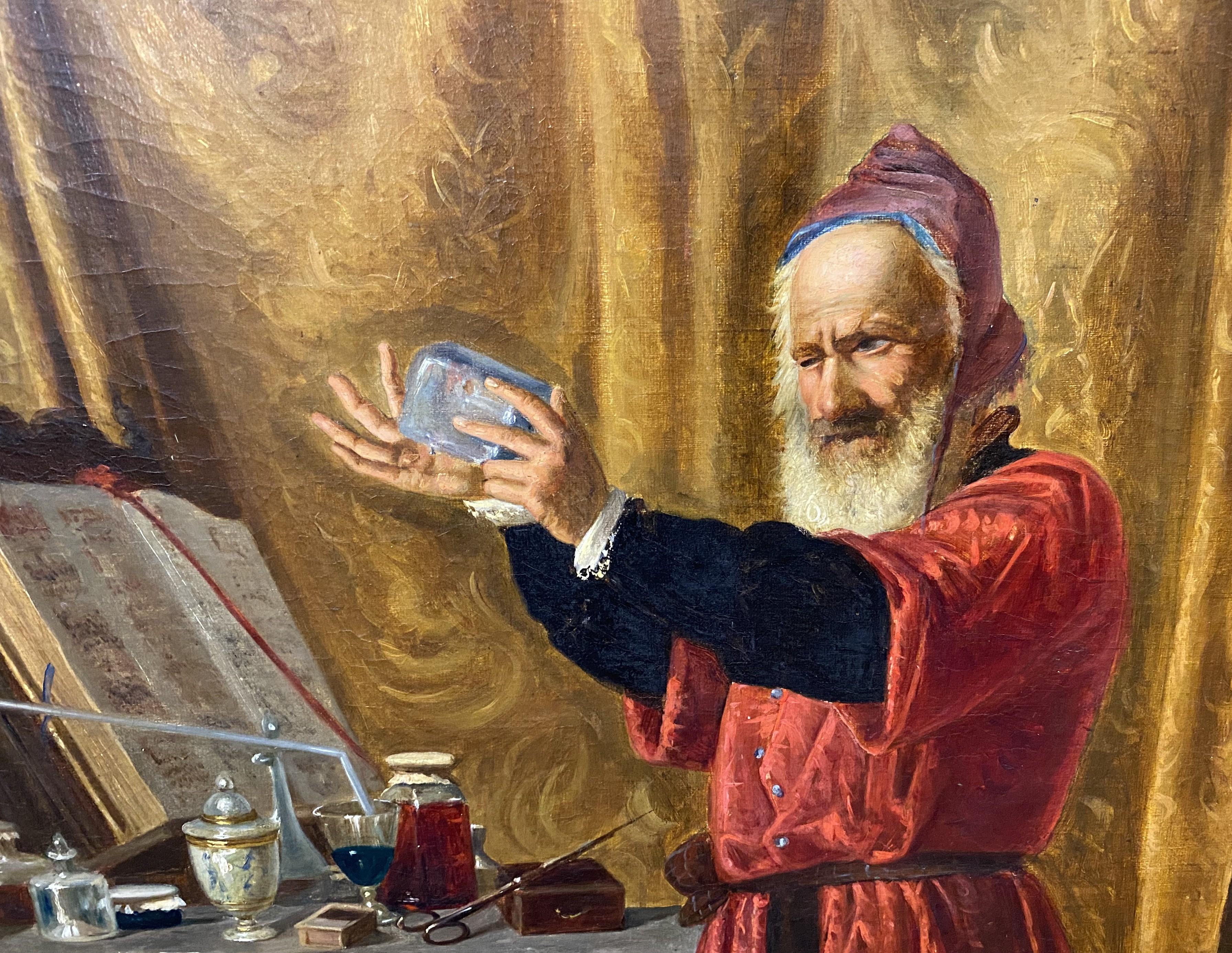 The Alchemist - Brown Portrait Painting by Unknown
