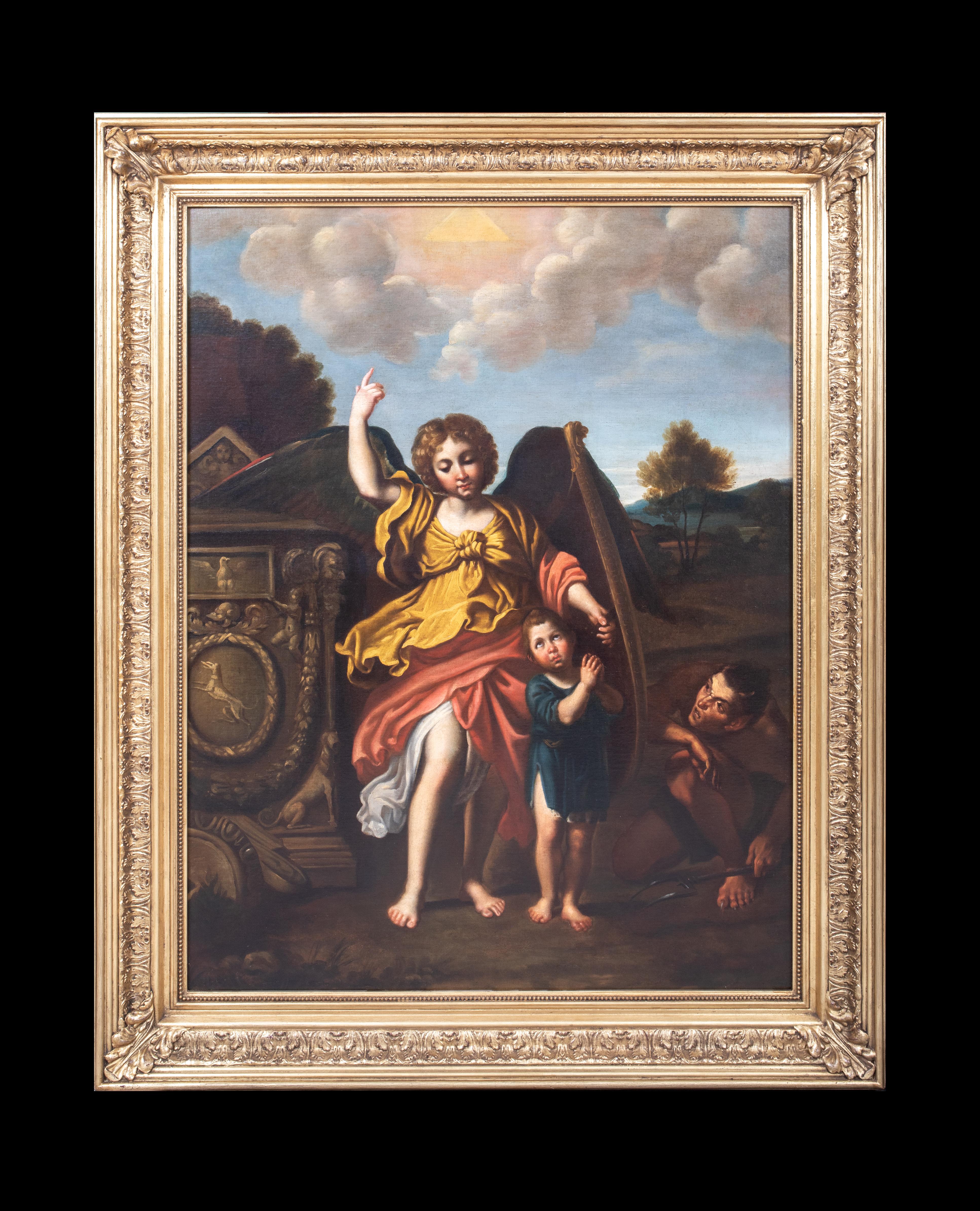 The Angel Gabriel Jesus & Satan 17th Century after DOMENICHINO (1581-1641) - Painting by Unknown