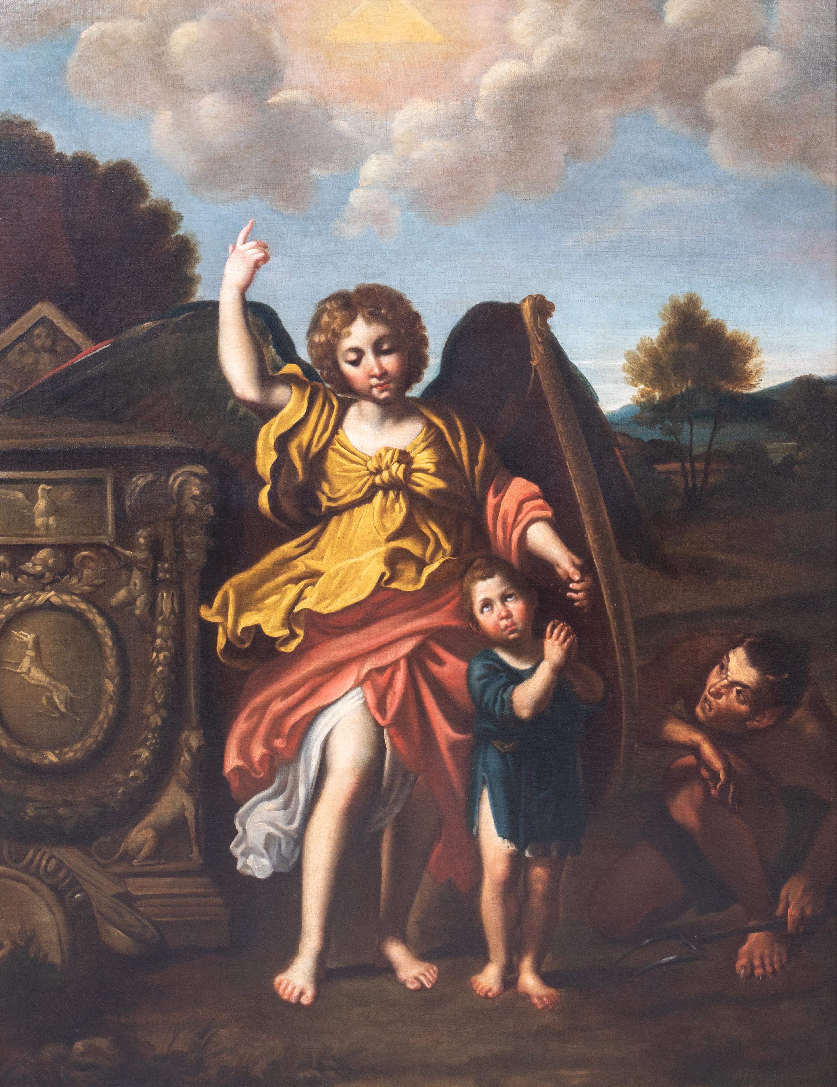The Angel Gabriel Jesus & Satan 18th Century

afterf Domenichino (1581-1641)

Large 18th Century Italian Bolognese School Old Master depiction of the Guardian Angel Gabriel, Jesus and Satan, oil on canvas. Excellent quality and condition devotional