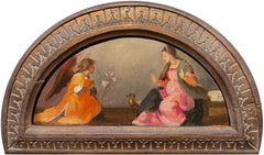 Vergoldetes Staffelei-Ölgemälde, „The Annunciation“, europäische Schule, 19. Jahrhundert
