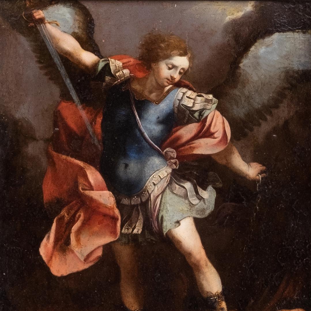 The Archangel Michael Defeating Satan - Painting by Unknown