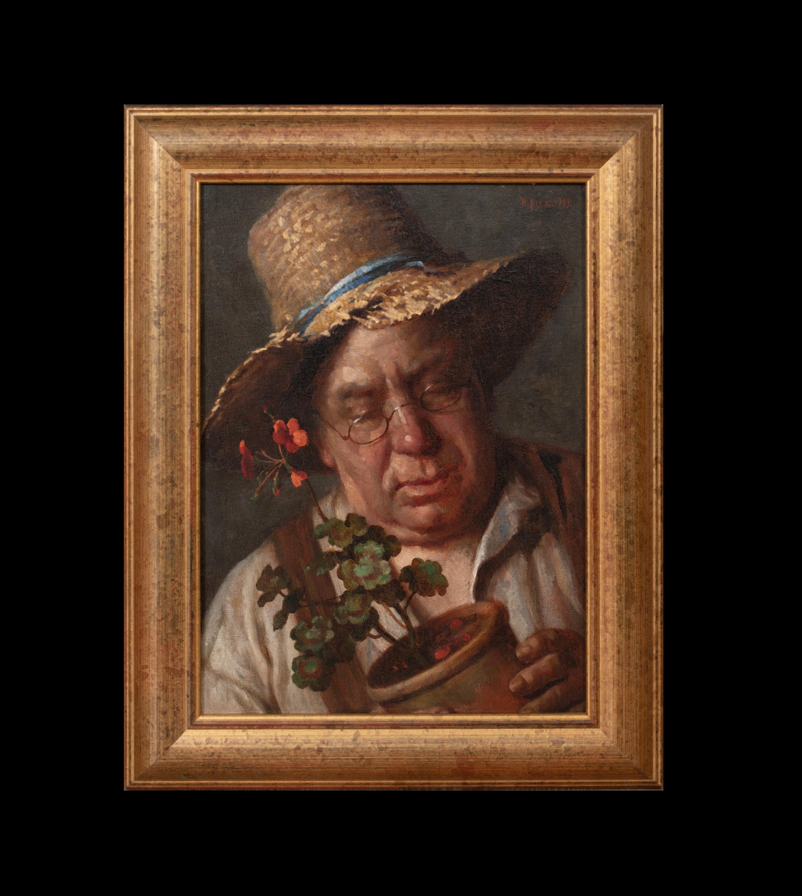 The Ardent Gardener, 19e siècle  par William Fitz (1850-1900) - Painting de Unknown