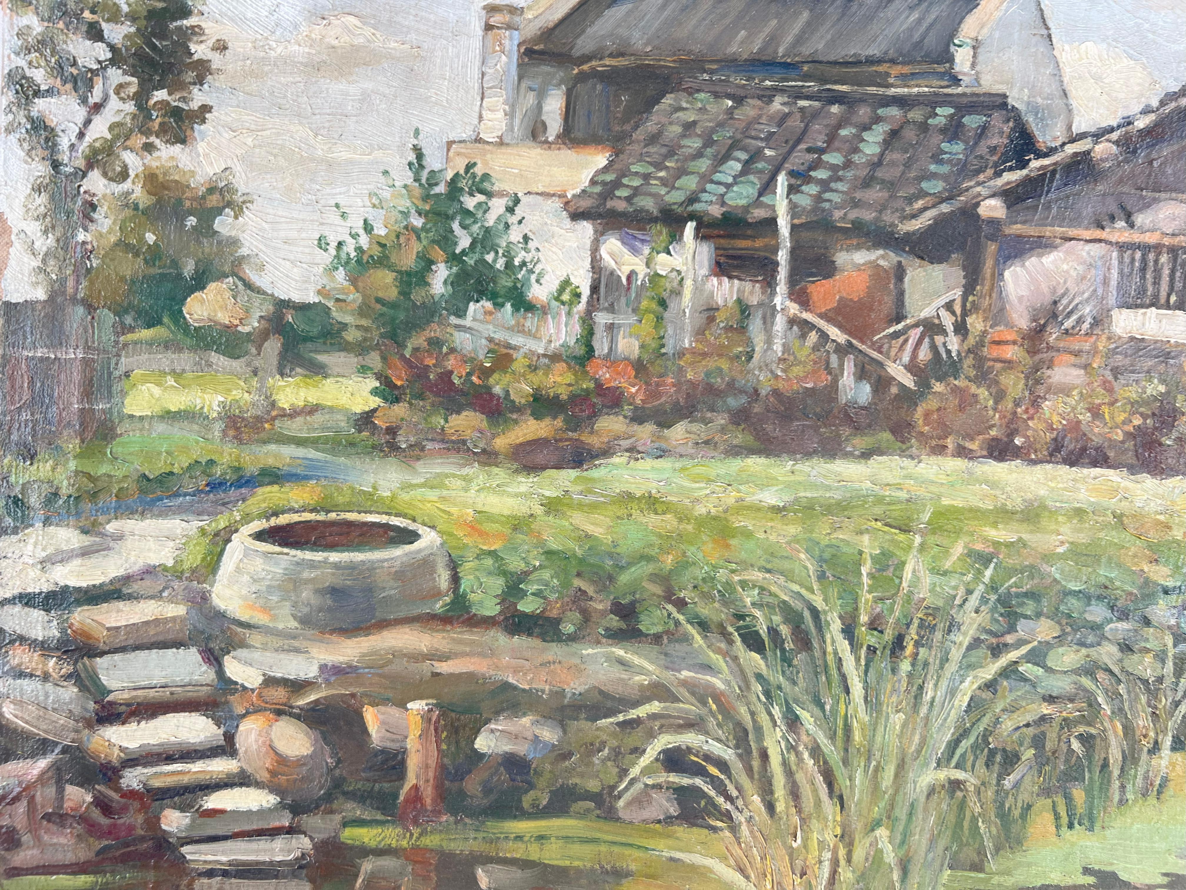 The Artists Country Home Rodgau Germany Original Oil on Linen 1944 - Post-War Painting by Unknown
