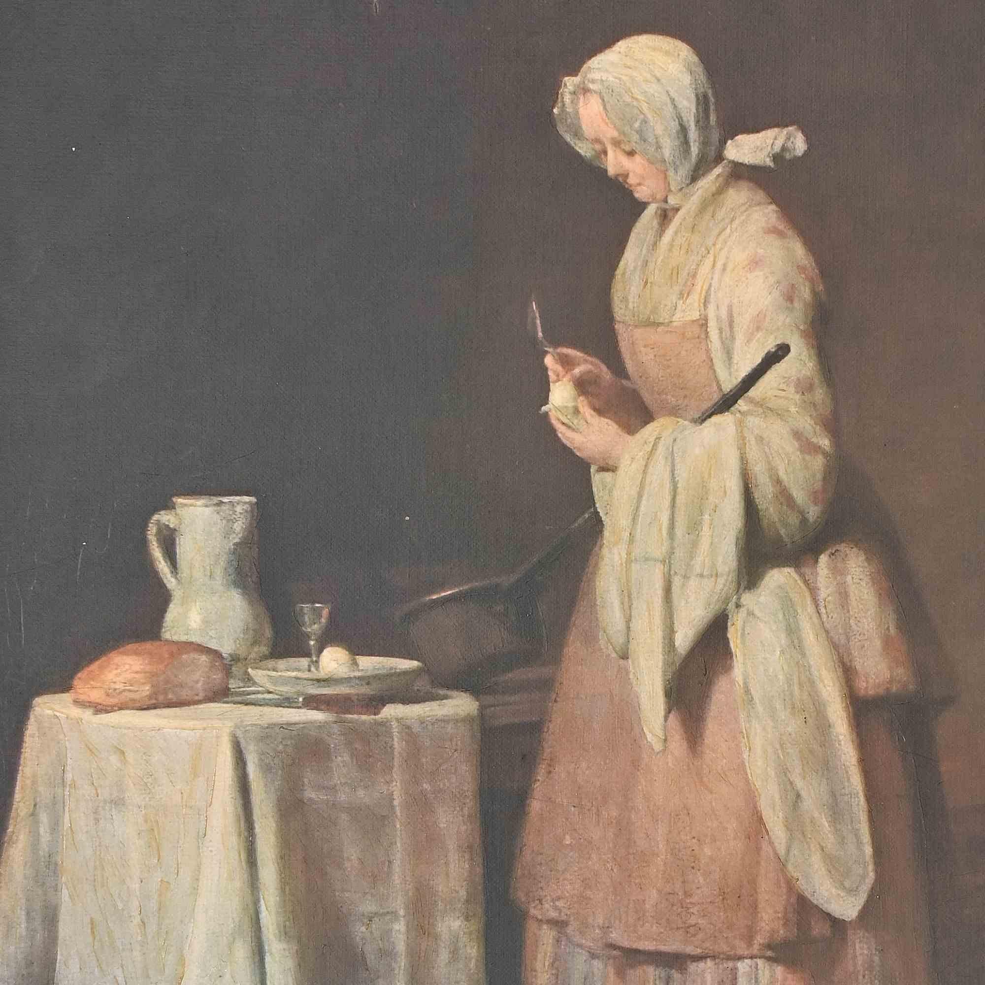 Peinture à l'huile sur toile « The Attentive Nurse » (L'infirmière attentive) - années 1980 - Painting de Unknown
