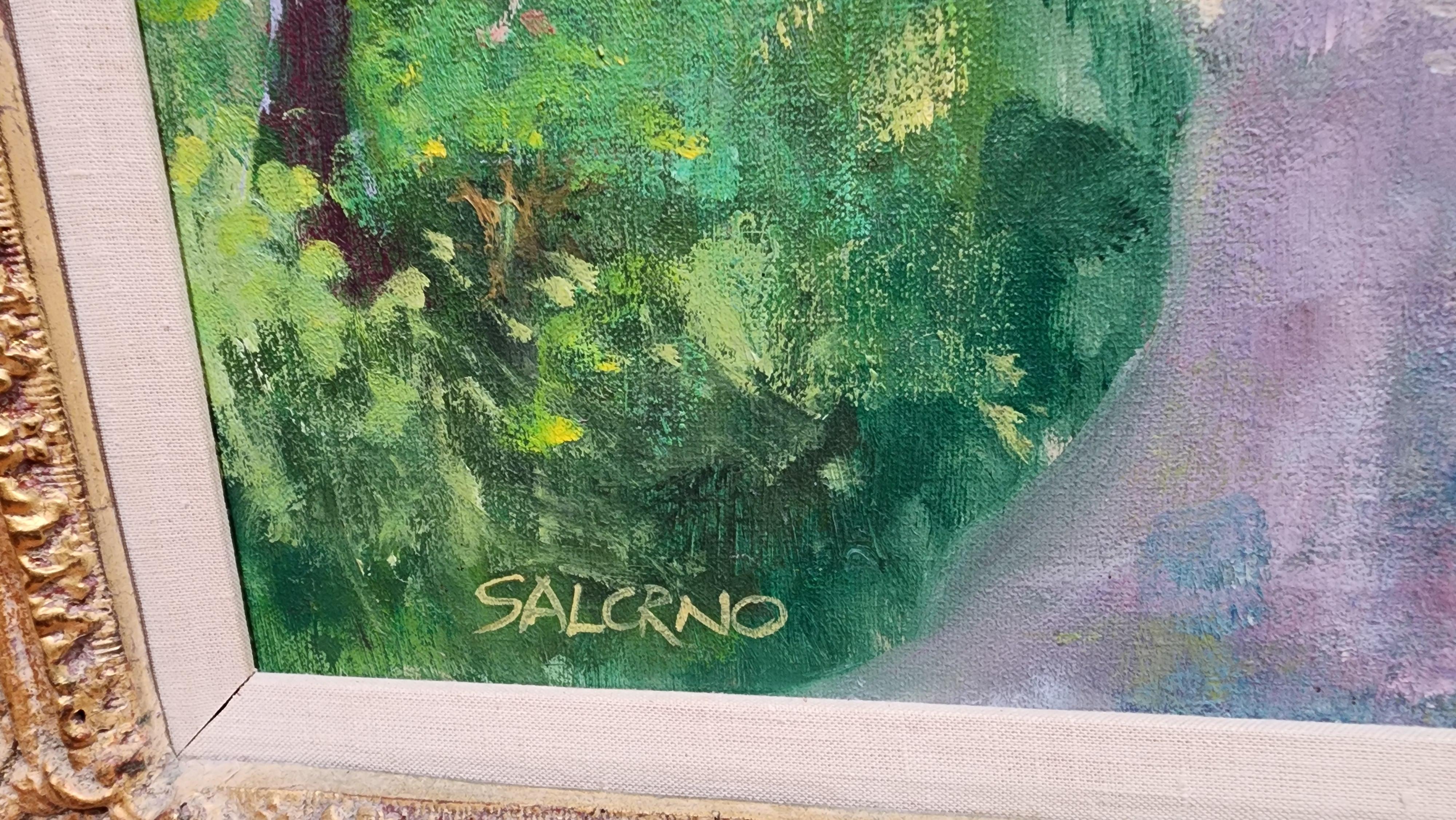 L'uomo dei palloncini, piacevole dipinto impressionista d'epoca, colori vibranti - Painting Impressionismo di Unknown