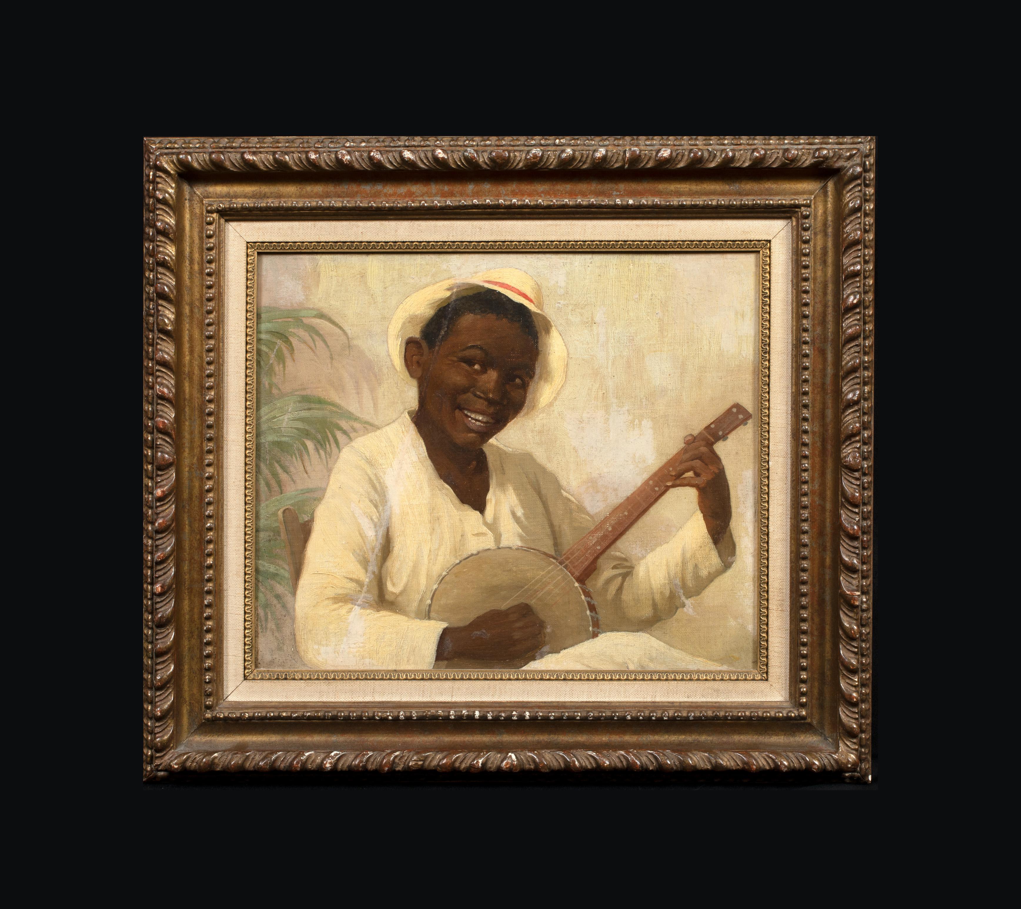 The Banjo Player, 19th century  - Painting by Unknown