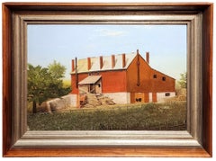 Antique The Barn, Rural America, American Farm, Red Barn Painting