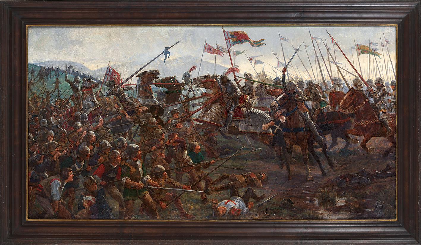 Unknown Figurative Painting - The Battle of Flodden, English School Early 20th Century Oil, Knights