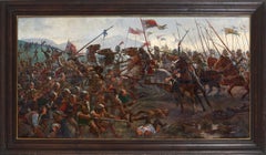 Antique The Battle of Flodden, English School Early 20th Century Oil, Knights