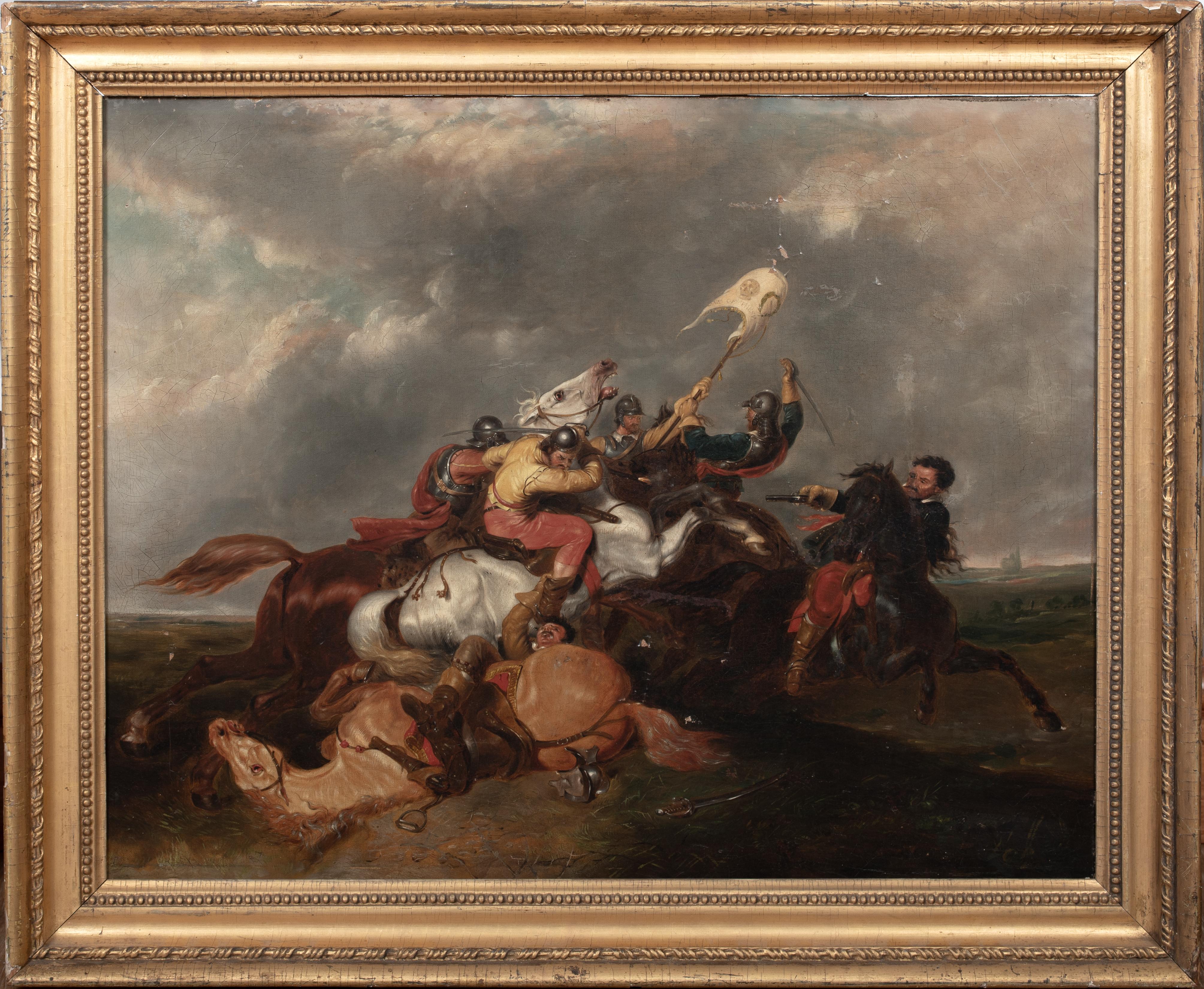 Landscape Painting de Unknown - The Battle of Marston Moor (1644), English Civil War, 19th Century