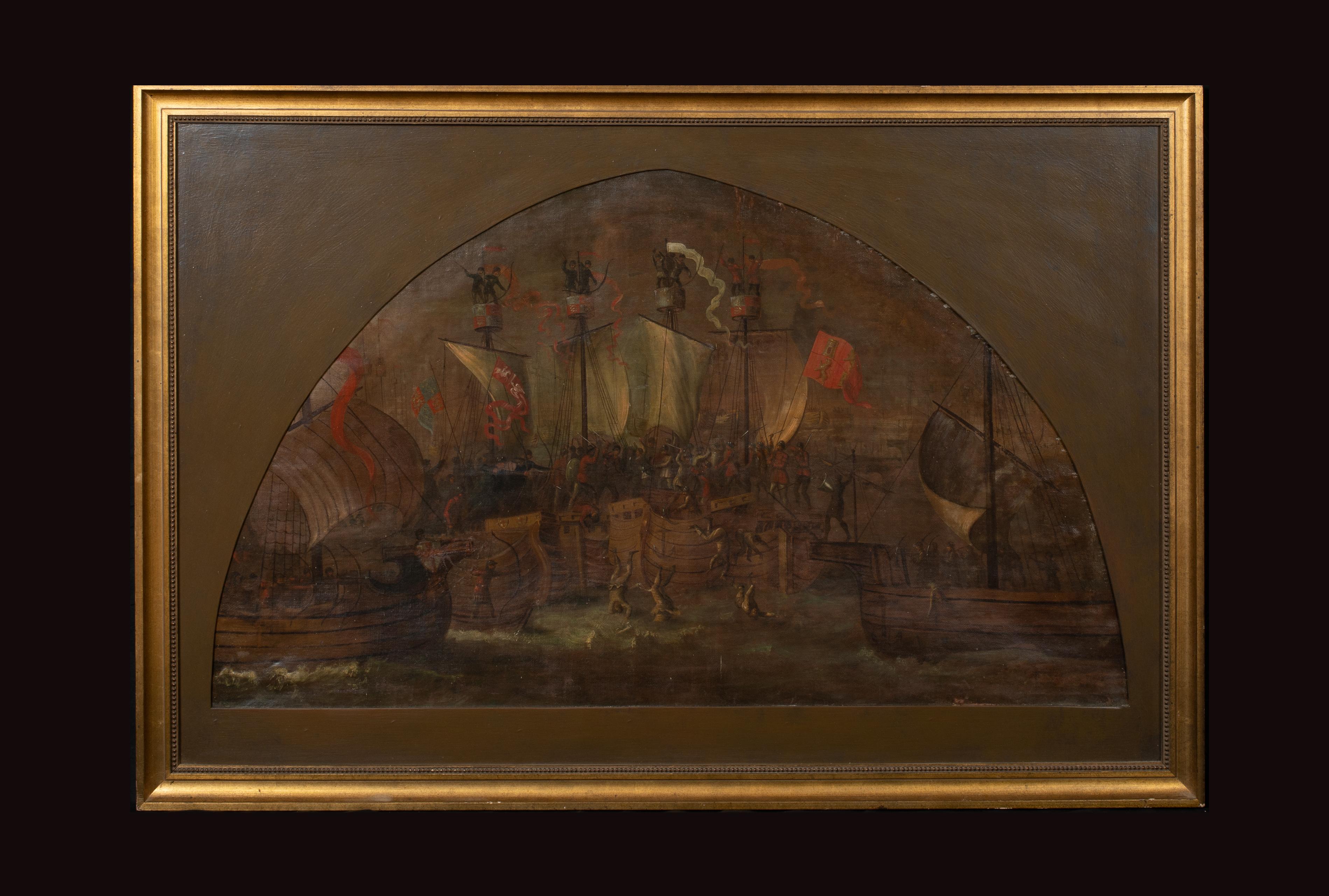 The Battle Of Sluys (1340) - Der Hundertjährige Krieg (1337-1453) – Painting von Unknown
