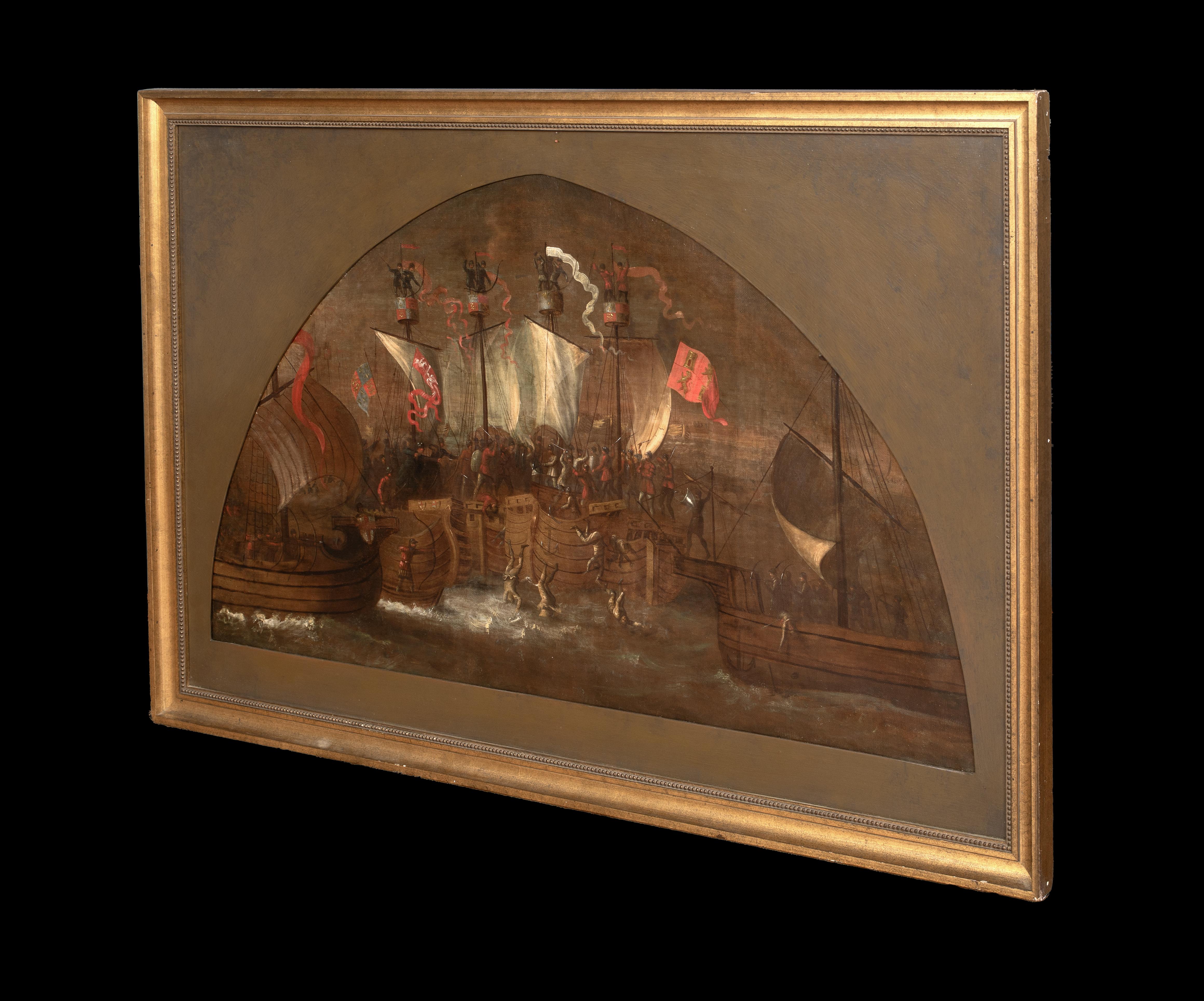 The Battle Of Sluys (1340), Öl auf Leinwand, 100 Hundred Years War Naval Scene im Angebot 2